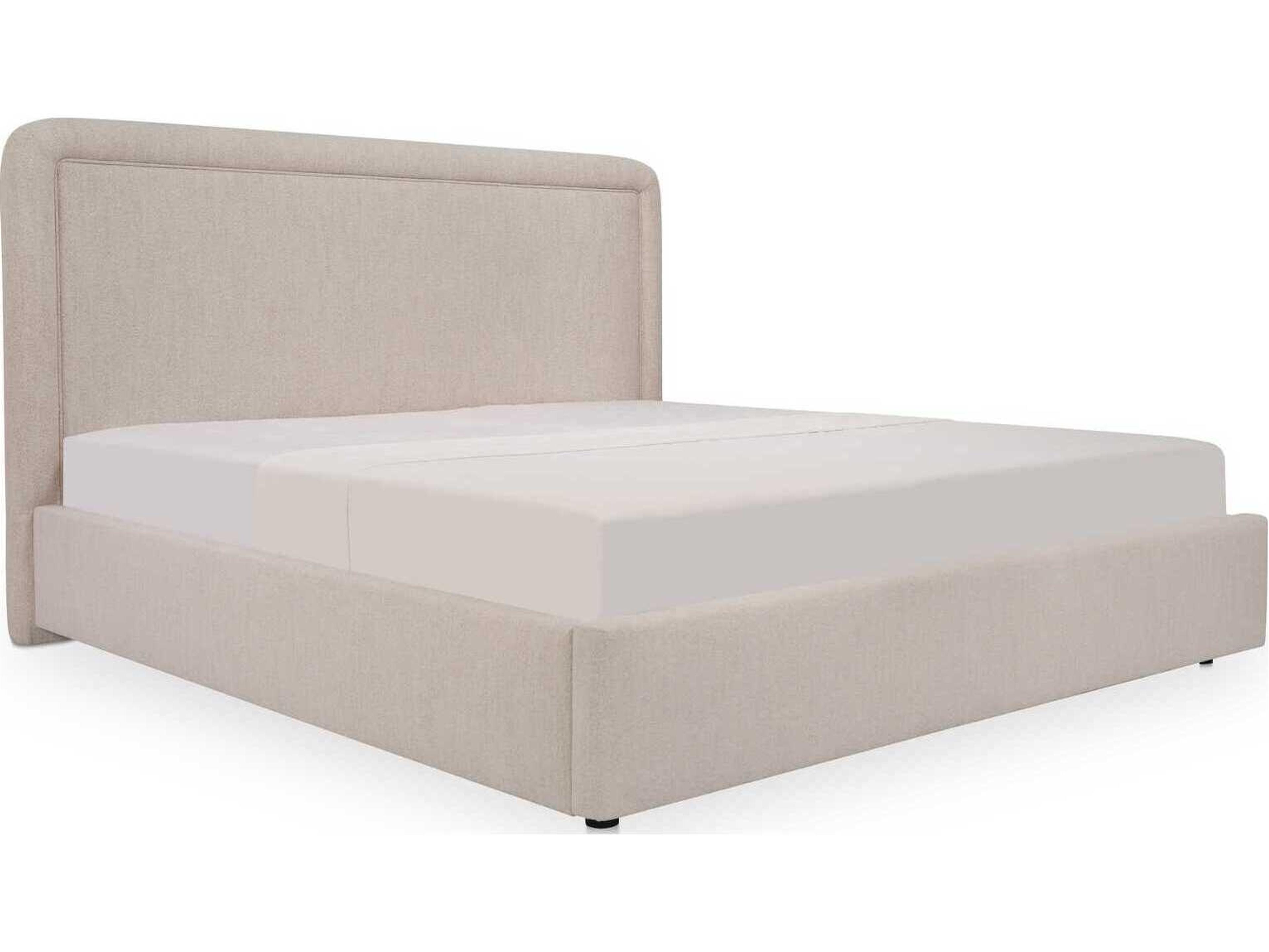Simon Beige Plywood Upholstered Queen Platform Bed