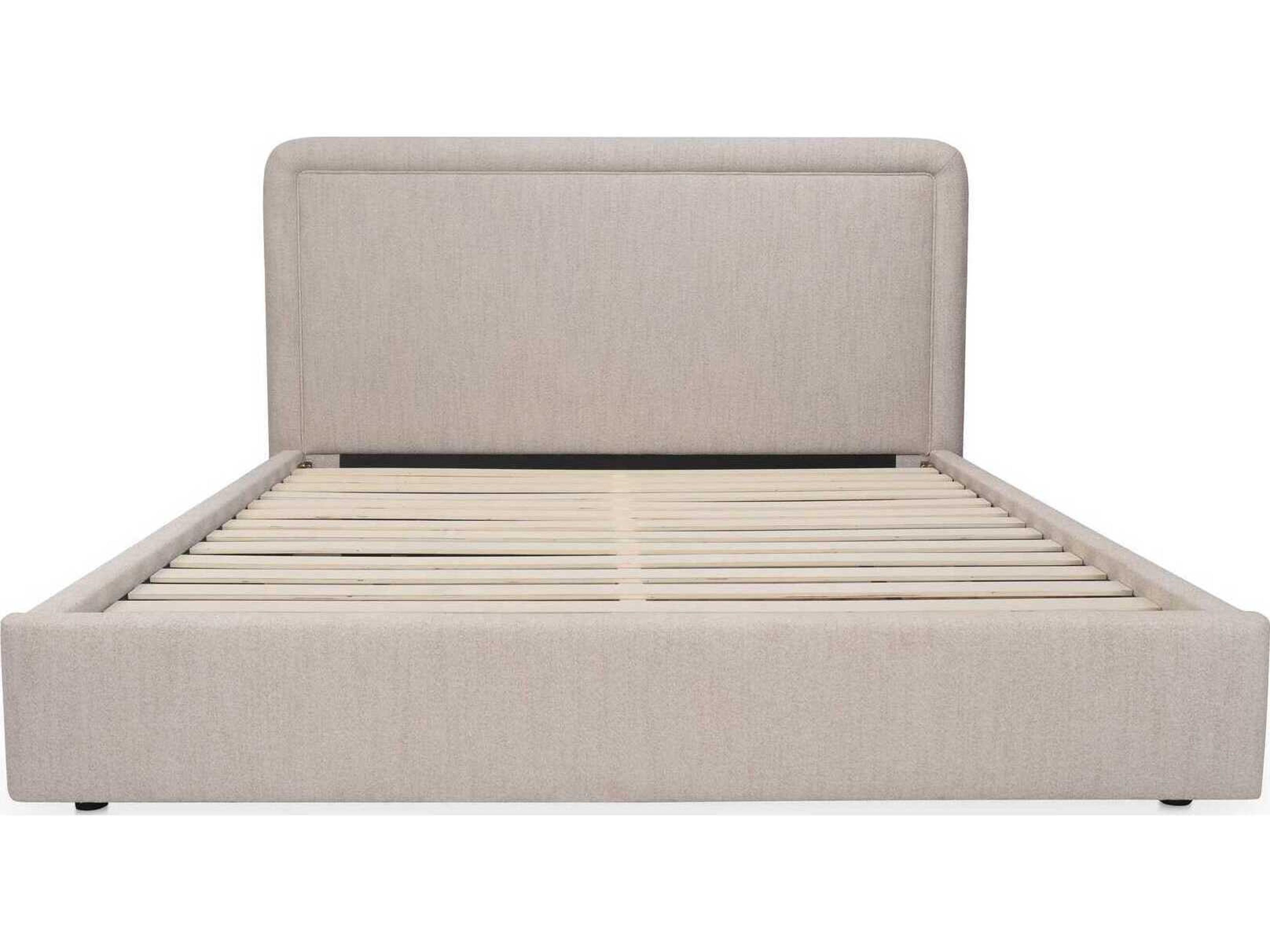 Moe's Home Simon Beige Plywood Upholstered King Platform Bed