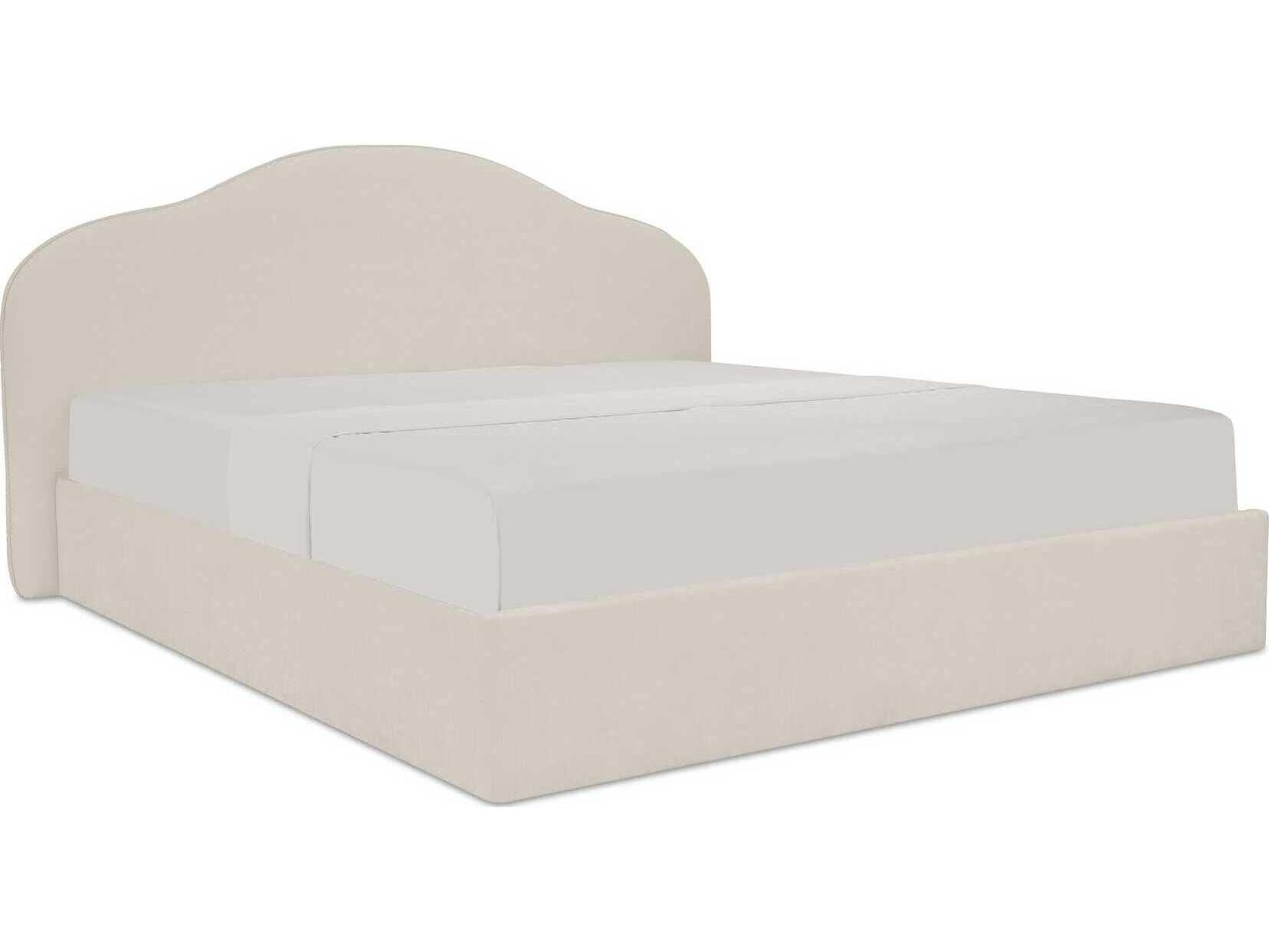 Maggie Cream White Solid Wood King Platform Bed
