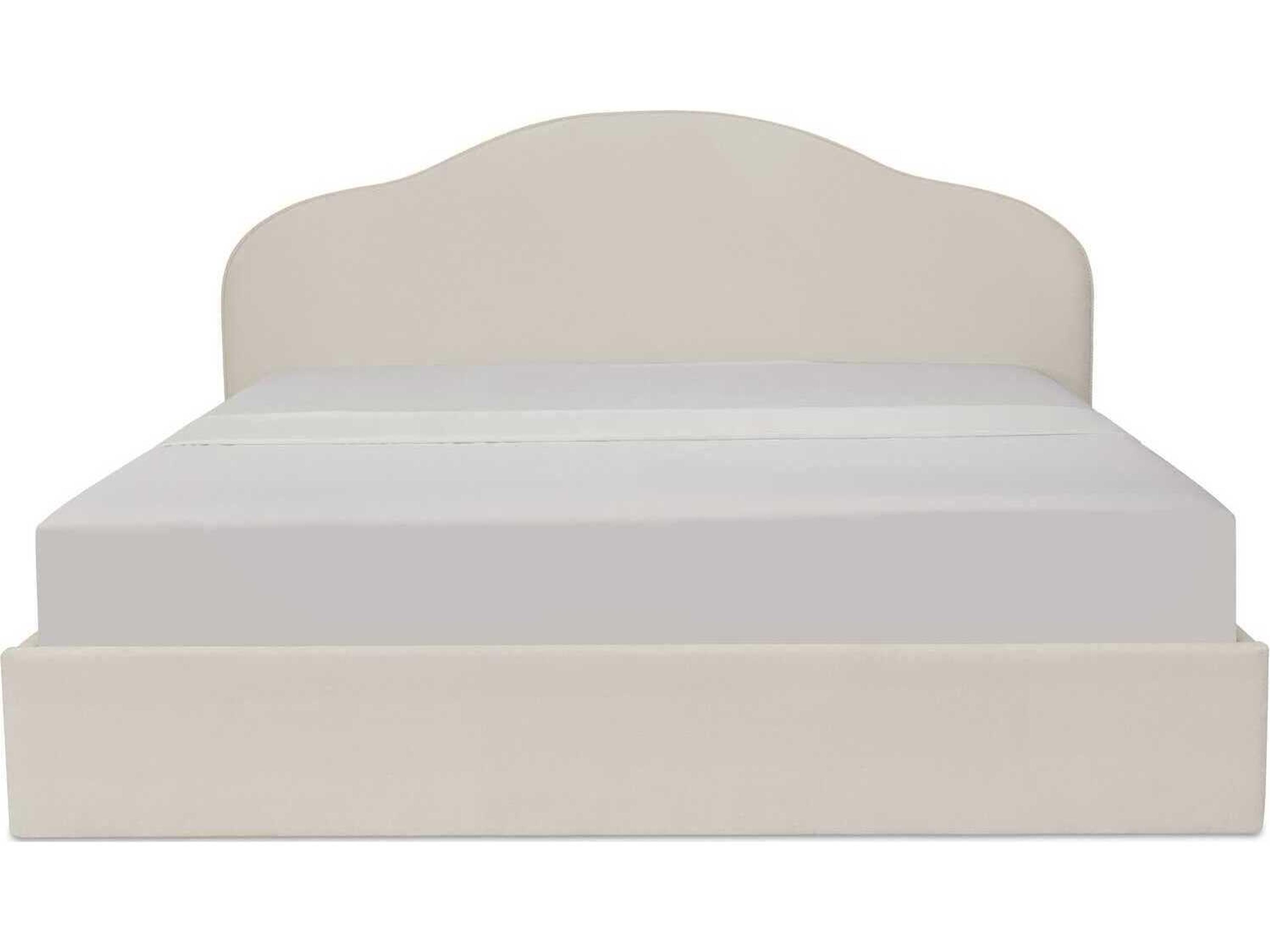 Moe's Home Maggie Cream White Solid Wood Upholstered Queen Platform Bed