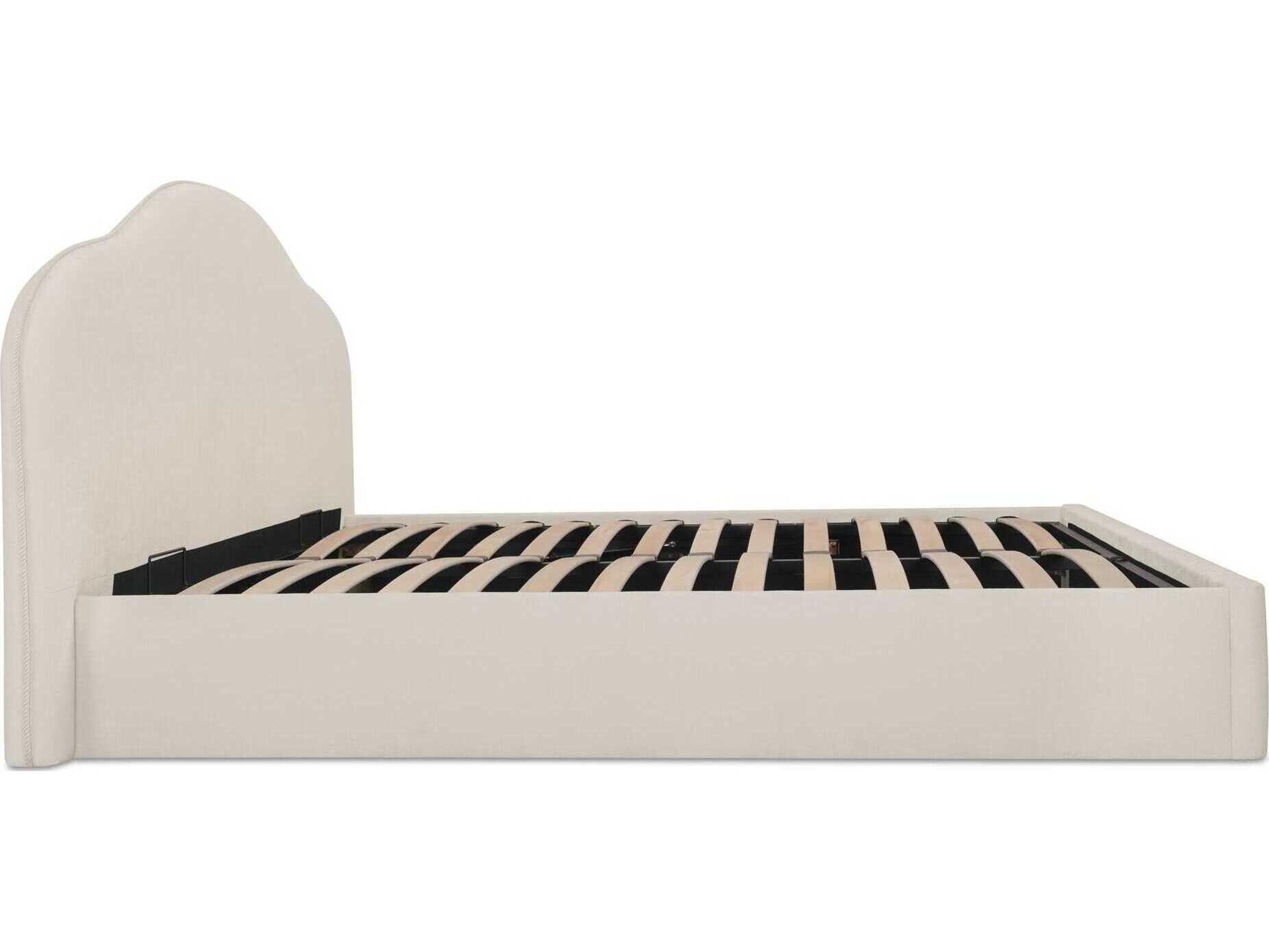 Moe's Home Maggie Cream White Solid Wood Upholstered Queen Platform Bed