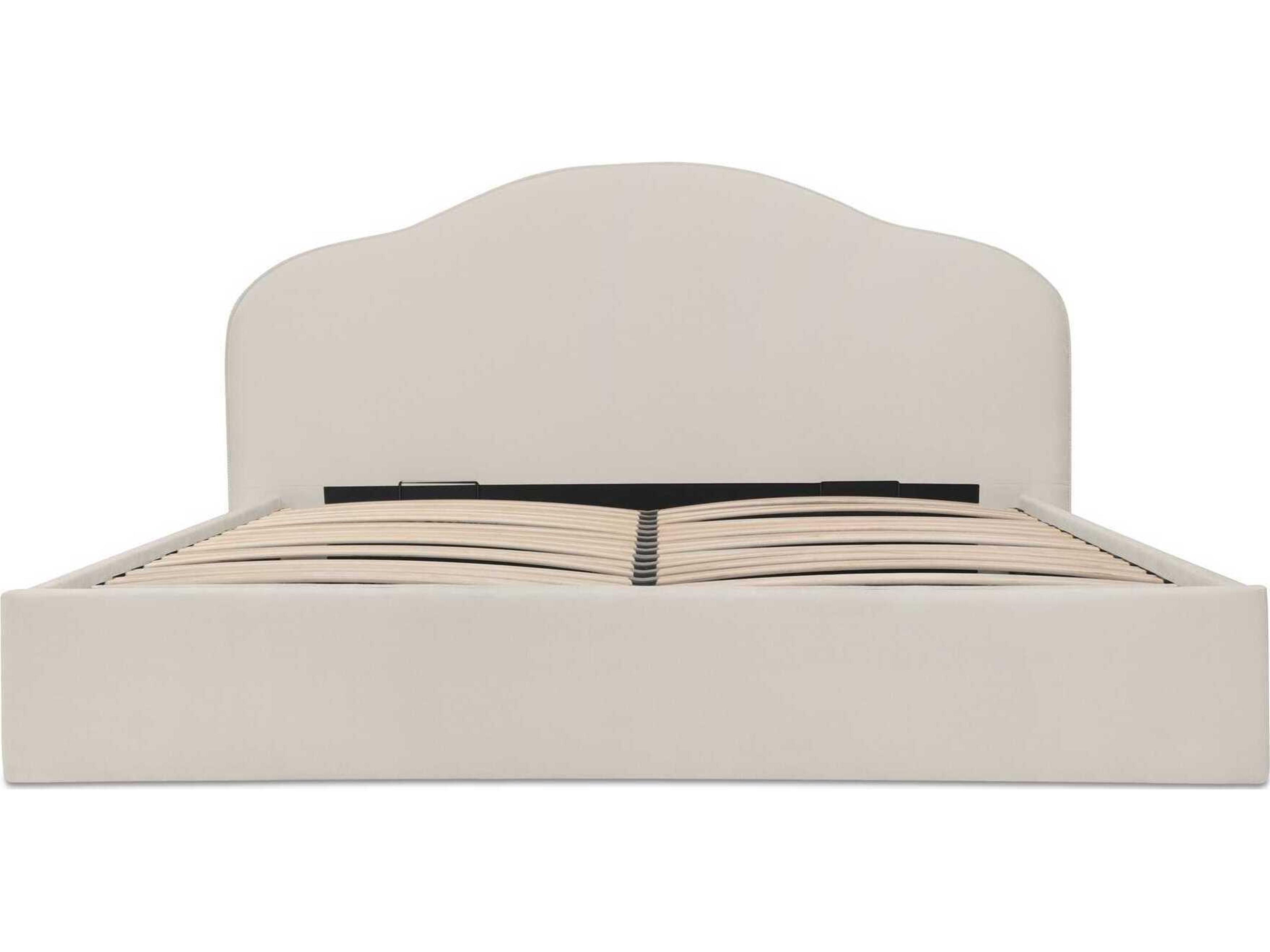 Moe's Home Maggie Cream White Solid Wood Upholstered Queen Platform Bed