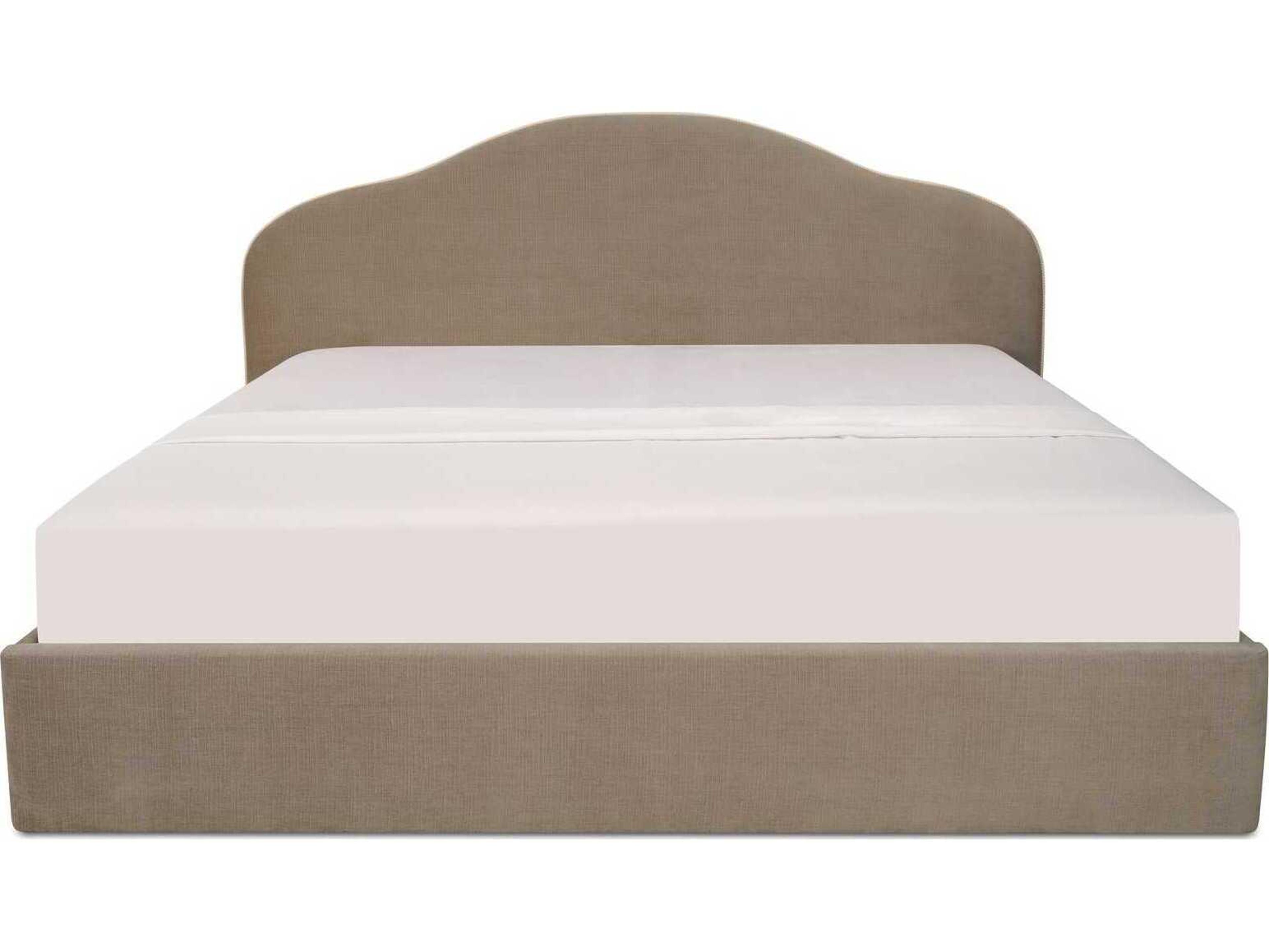 Moe's Home Maggie Taupe Brown Solid Wood Upholstered Queen Platform Bed