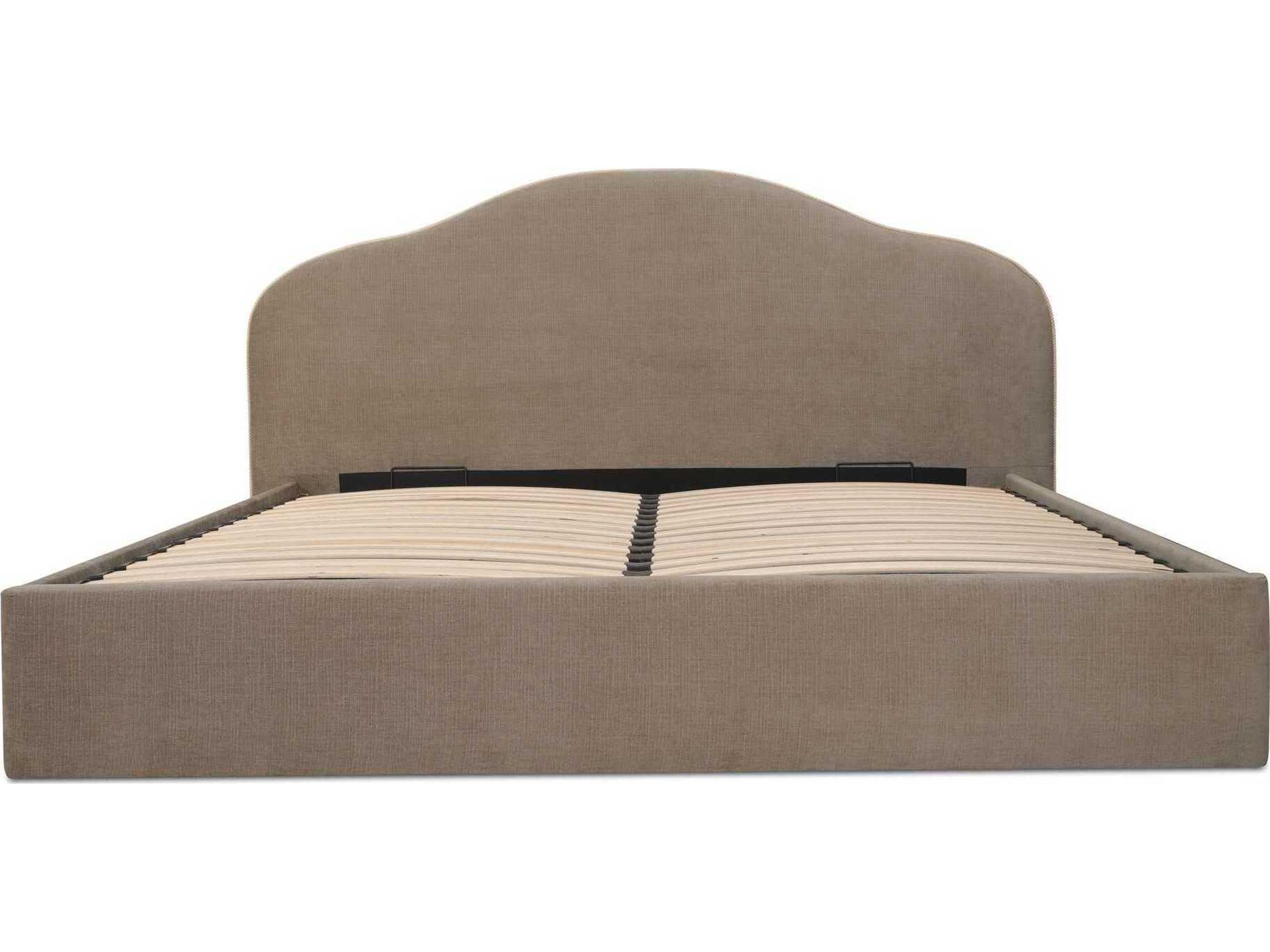 Moe's Home Maggie Taupe Brown Solid Wood Upholstered Queen Platform Bed