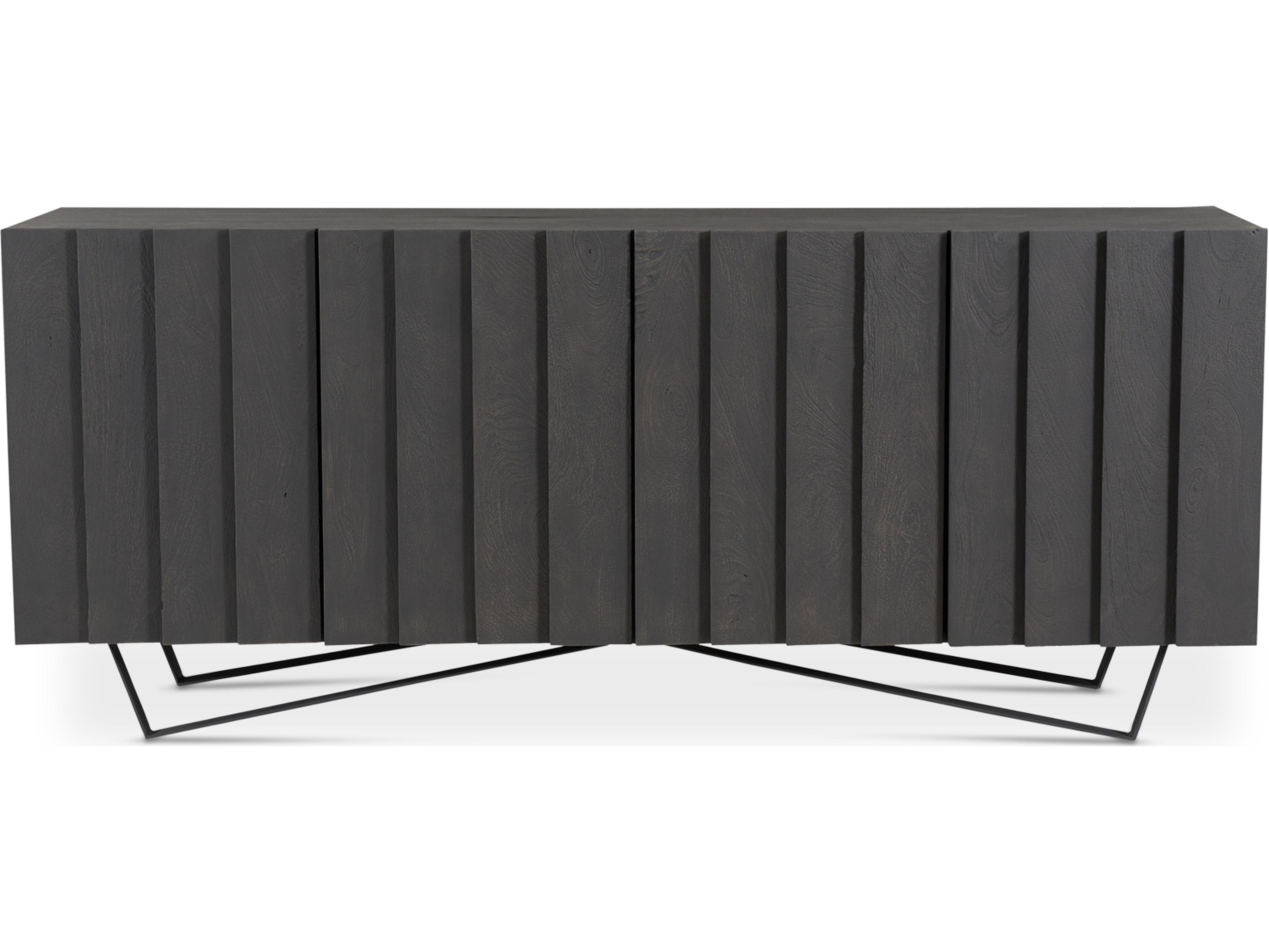 Moe's Home 71" Mango Wood Grey Sand Blasted Black Sideboard