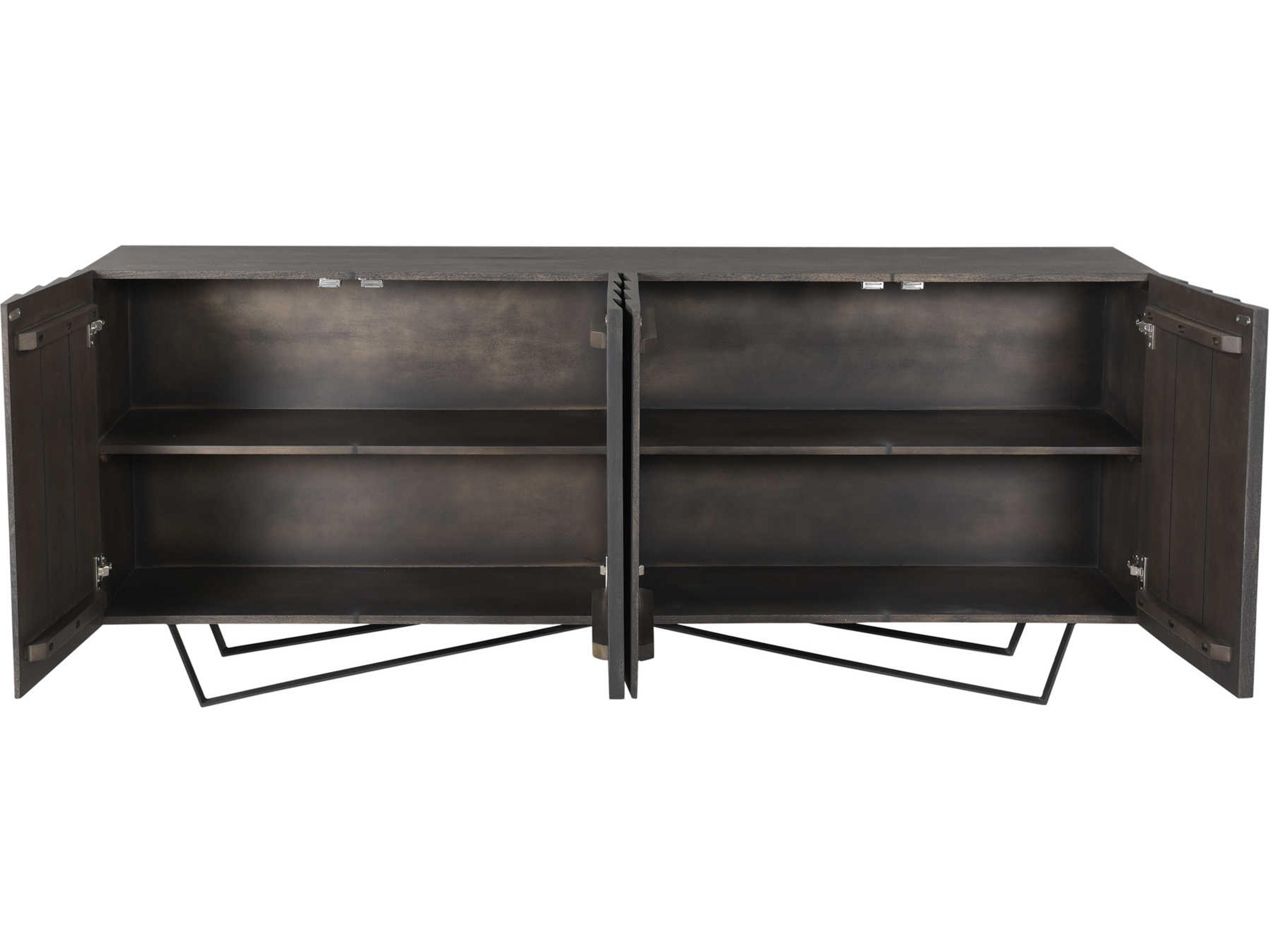 Moe's Home 71" Mango Wood Grey Sand Blasted Black Sideboard