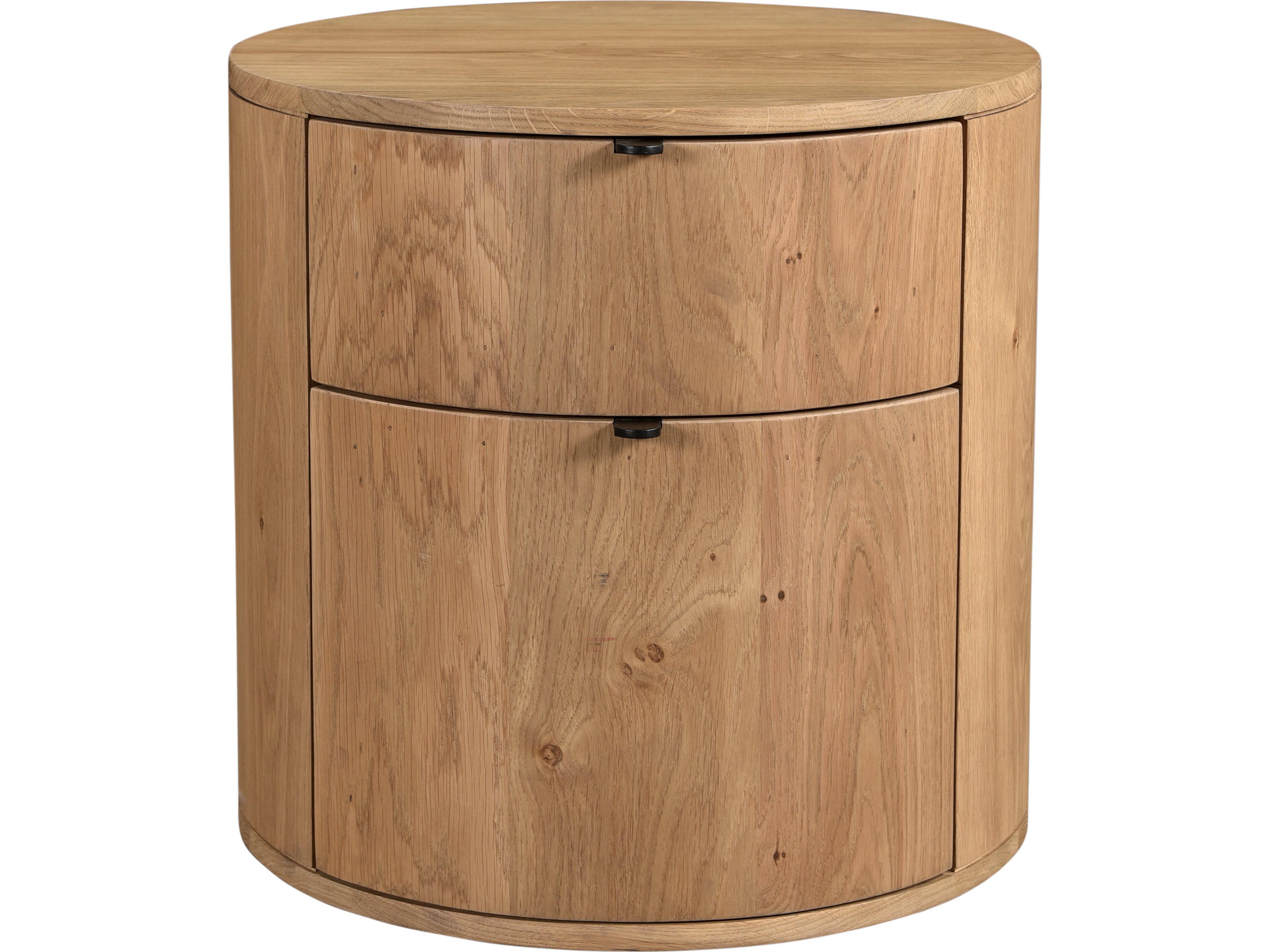 Theo Round Nightstand Modern Solid Oak