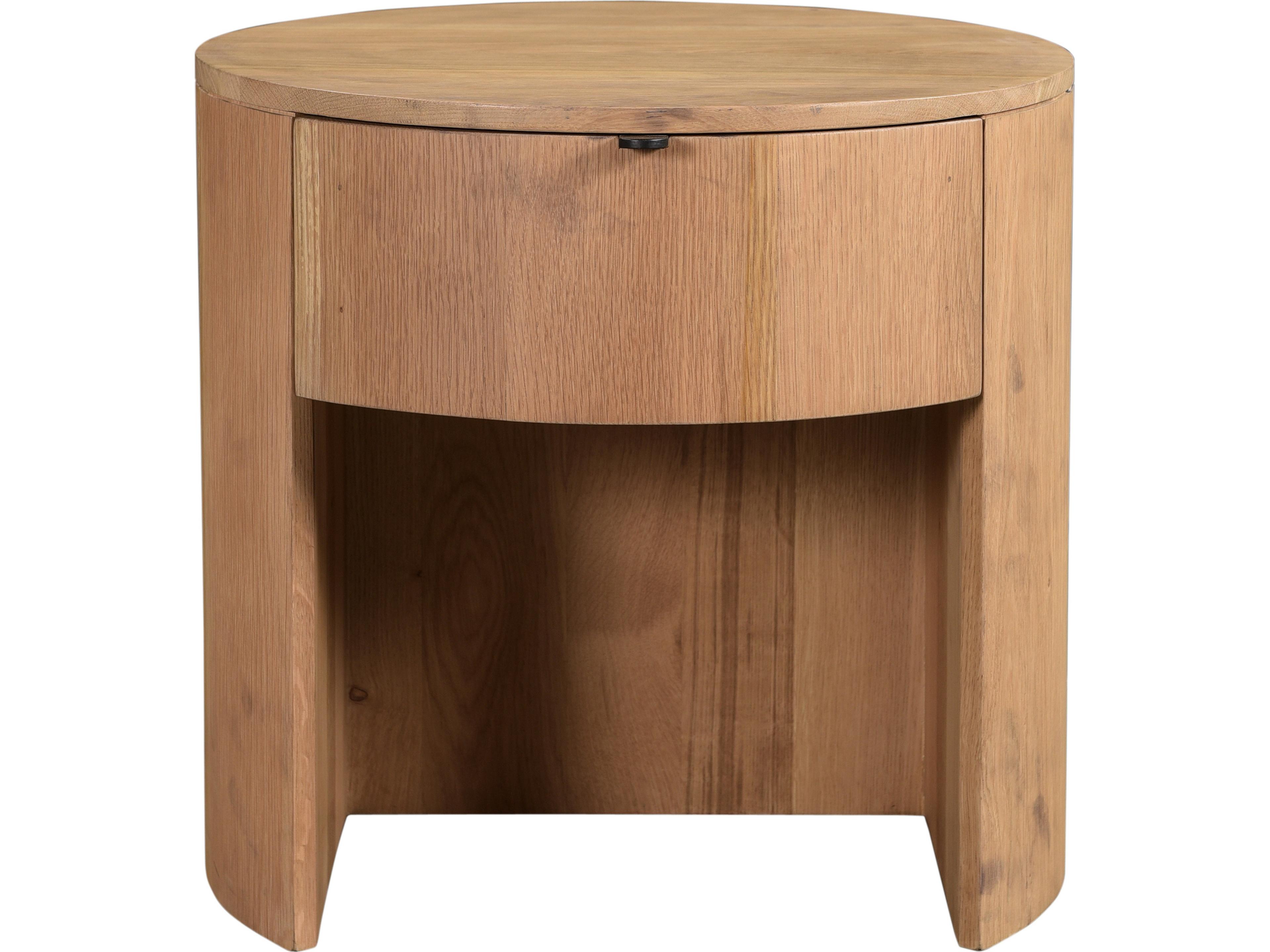 Theo Round Solid Oak Nightstand