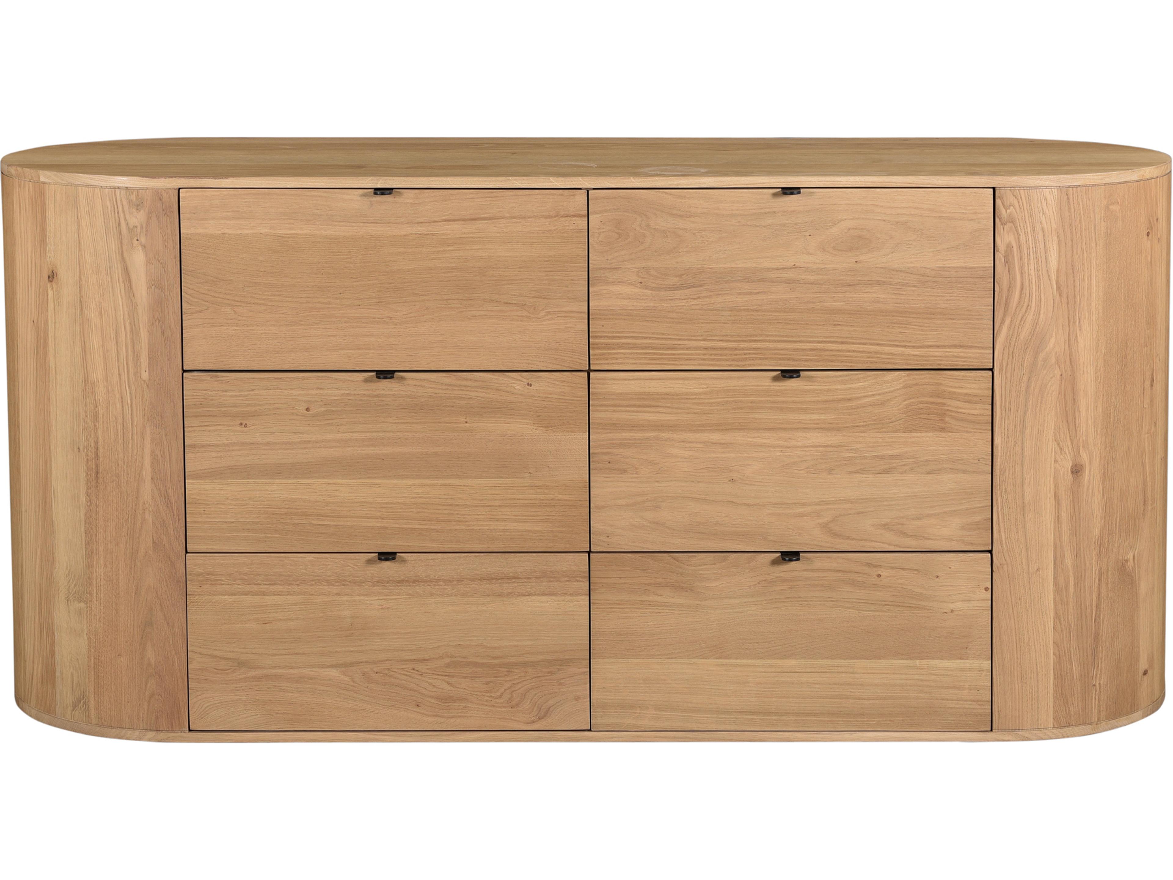 Moe's Home Theo 6-Drawers Brown Oak Wood Double Dresser