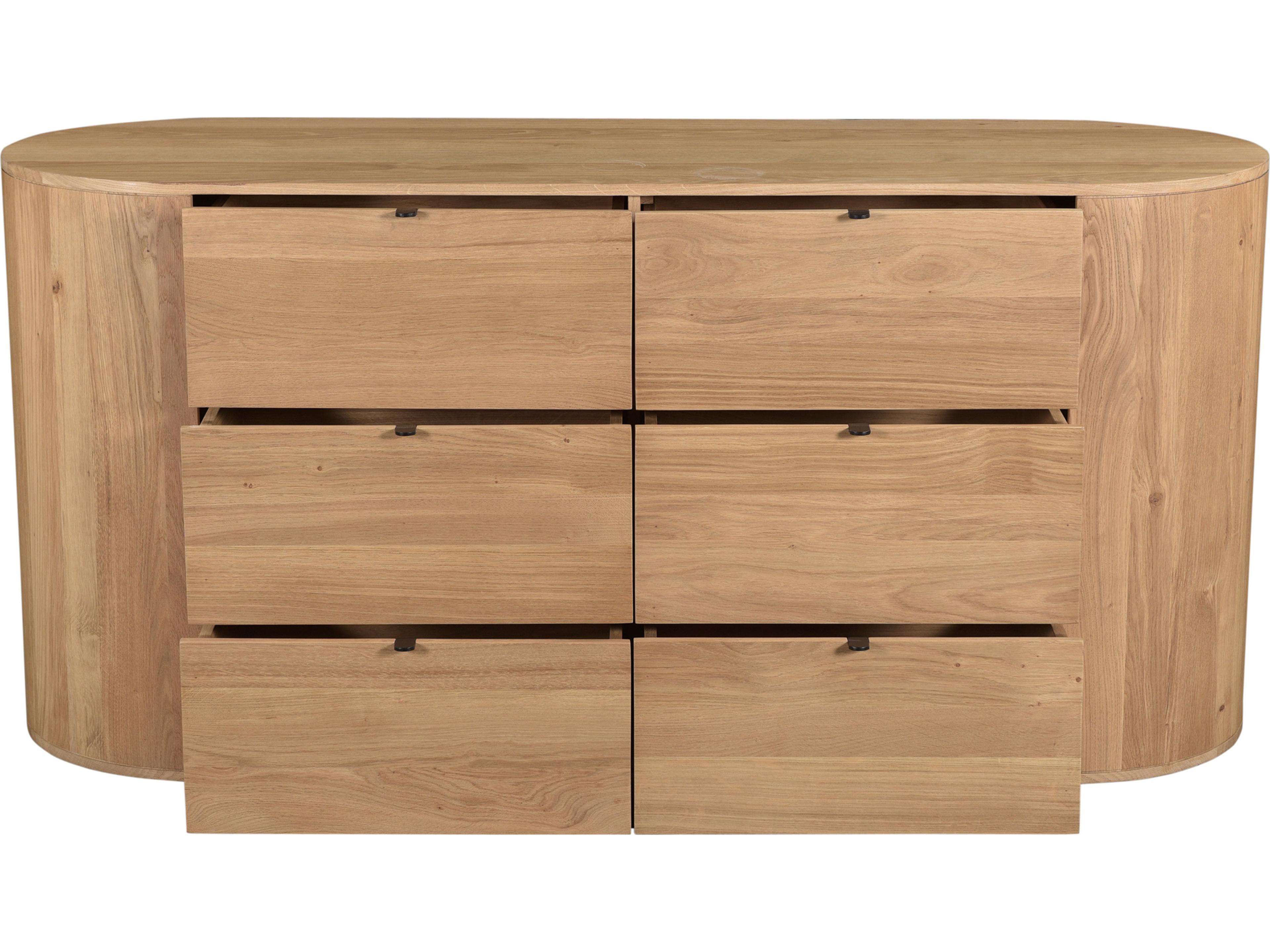 Moe's Home Theo 6-Drawers Brown Oak Wood Double Dresser