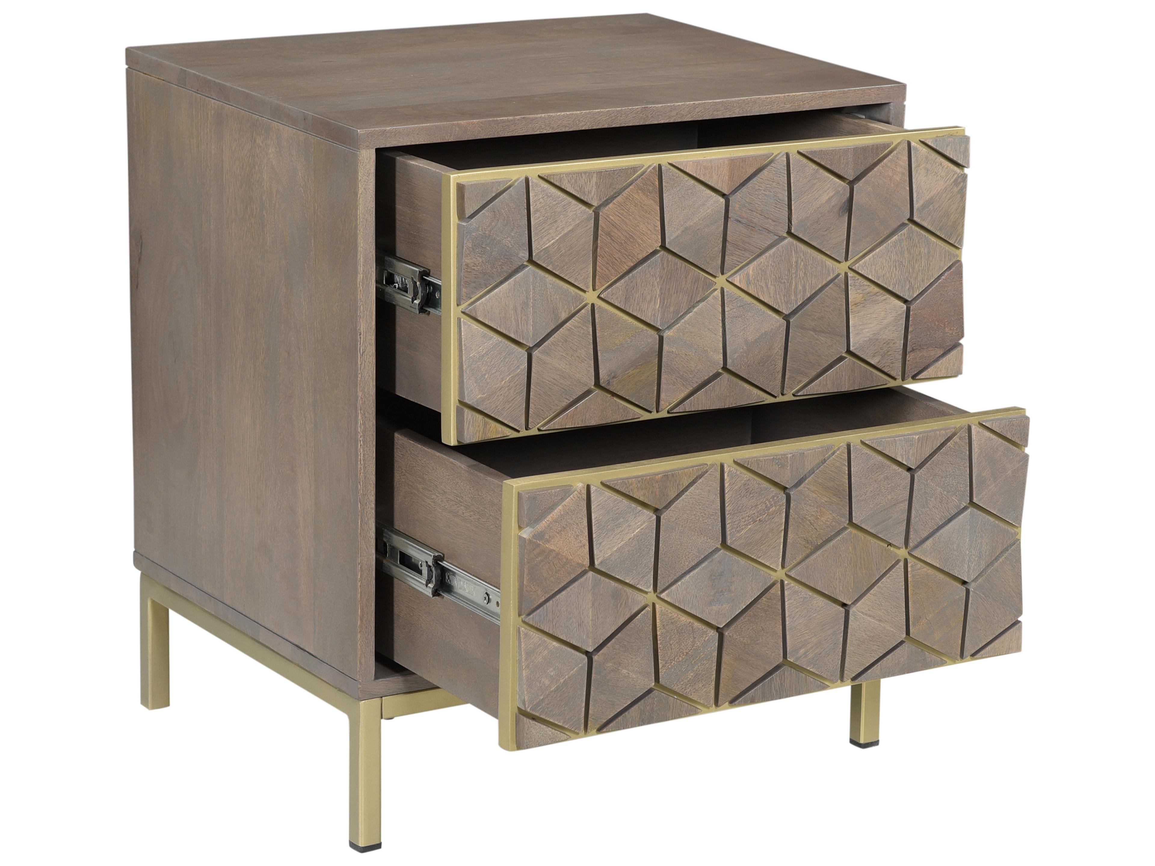 Moe's Home 2-Drawers Gold Mango Wood Nightstand