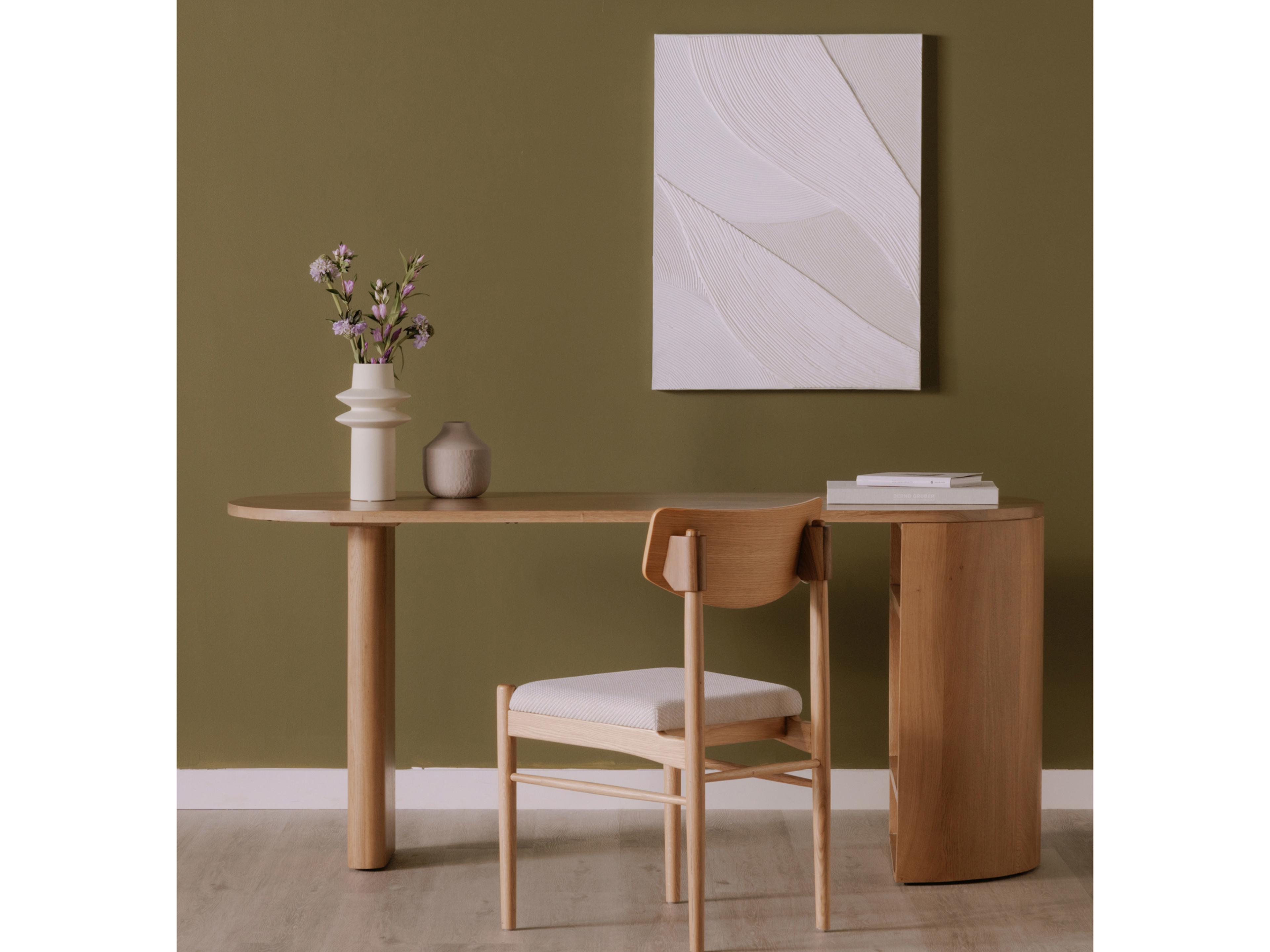 Moe's Home Theo Natural Beige Oak Wood Writing Desk