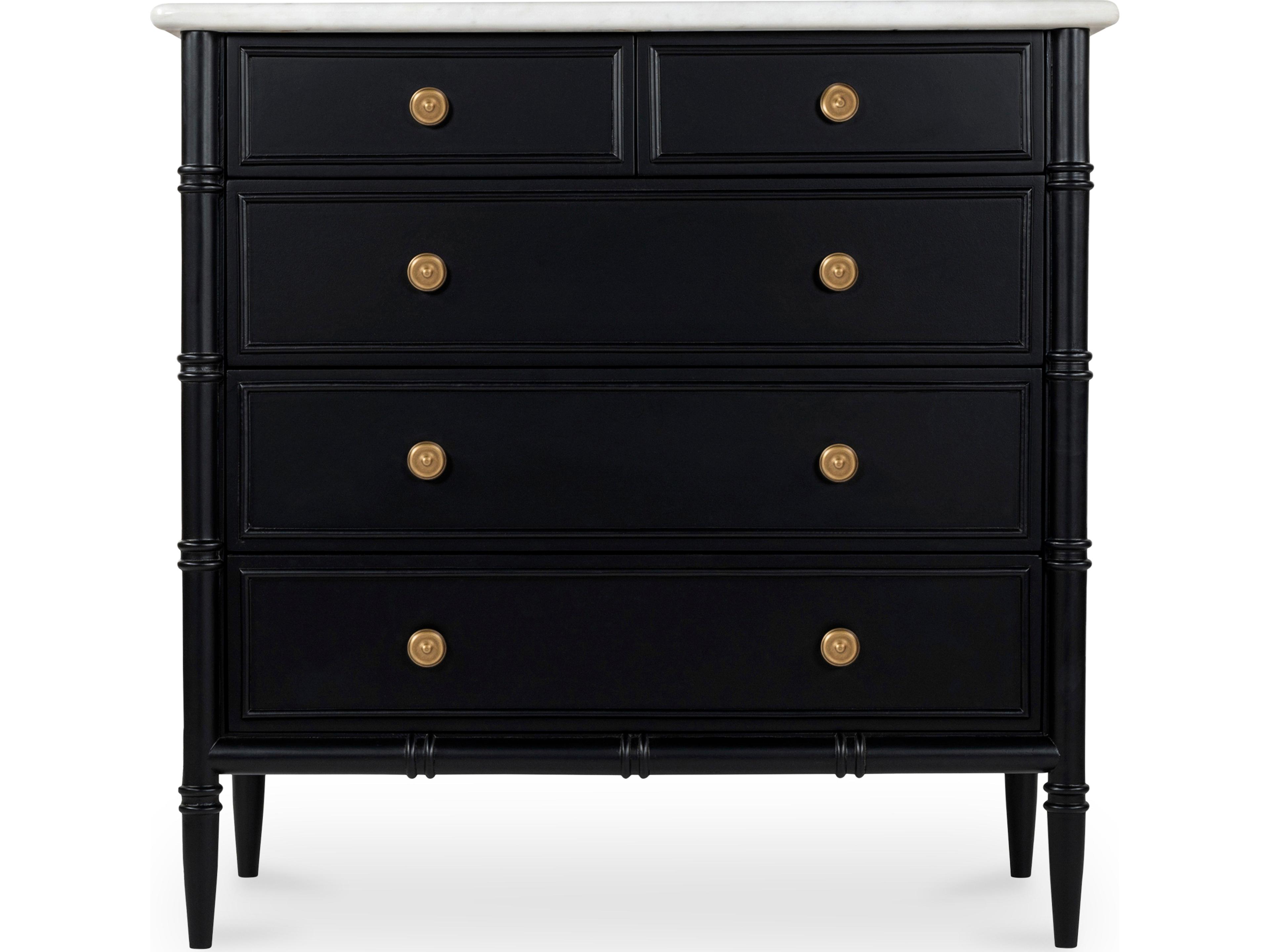 Eleanor 5 Drawer Chest in Black Marble