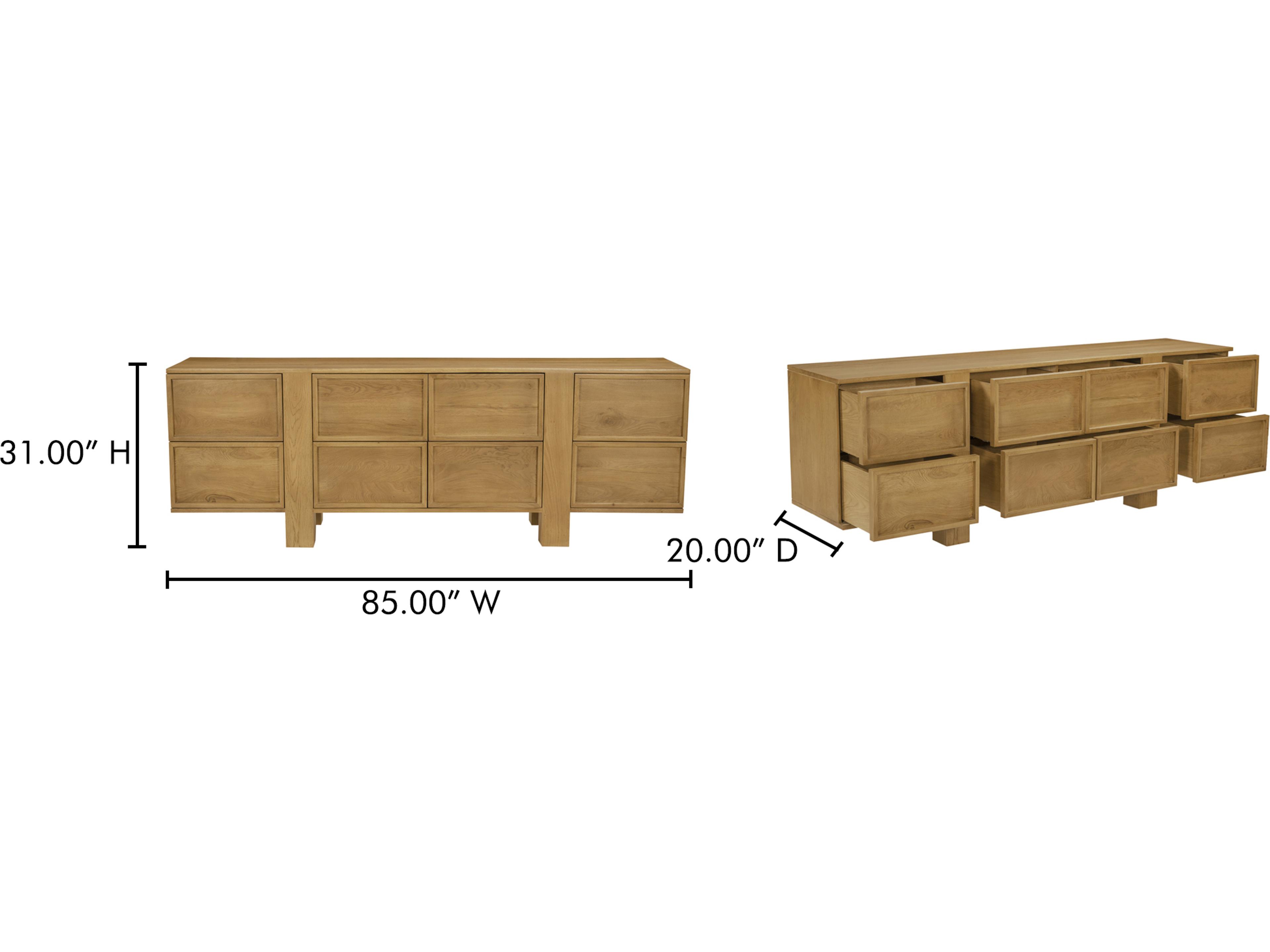 Moe's Home Henley Brown Oak Wood Double Dresser
