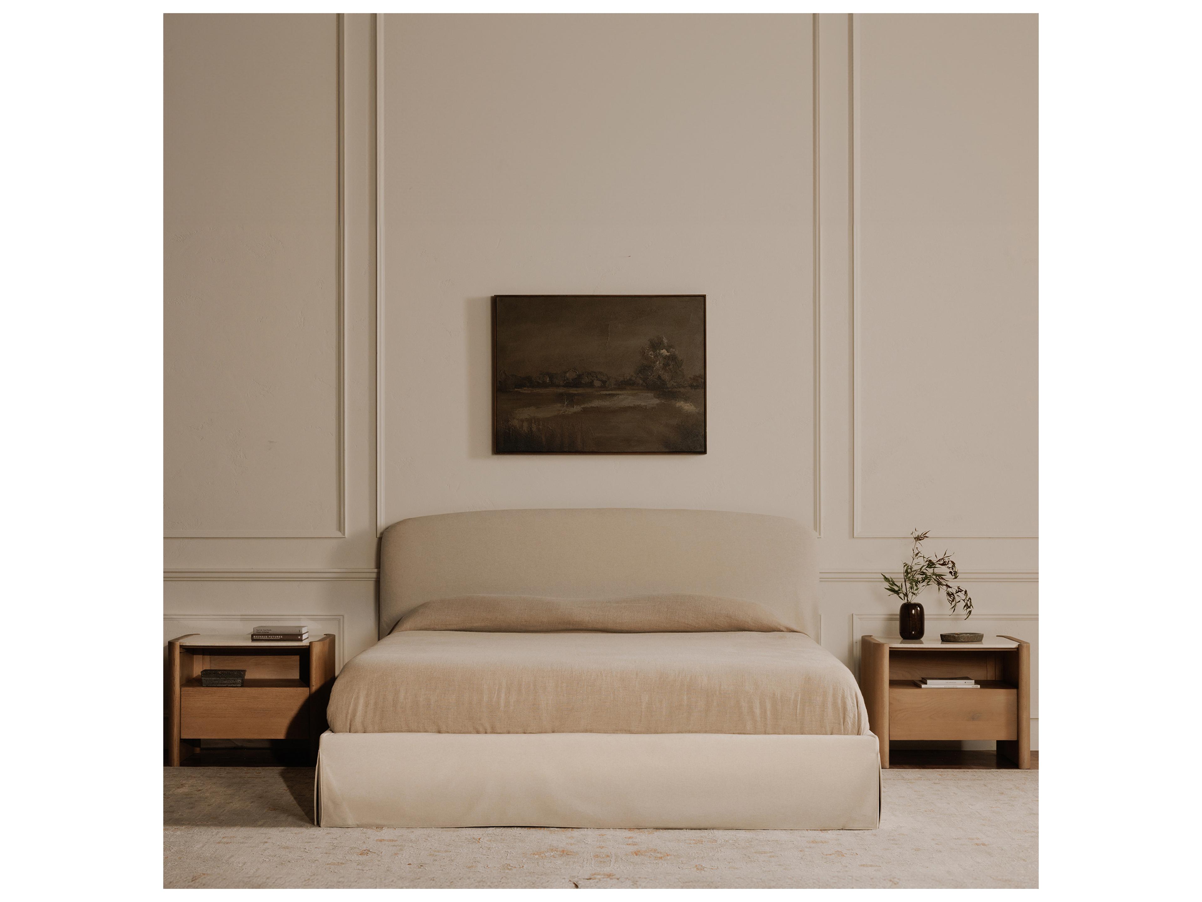 Moe's Home Lane 1-Drawer Beige Oak Wood Nightstand