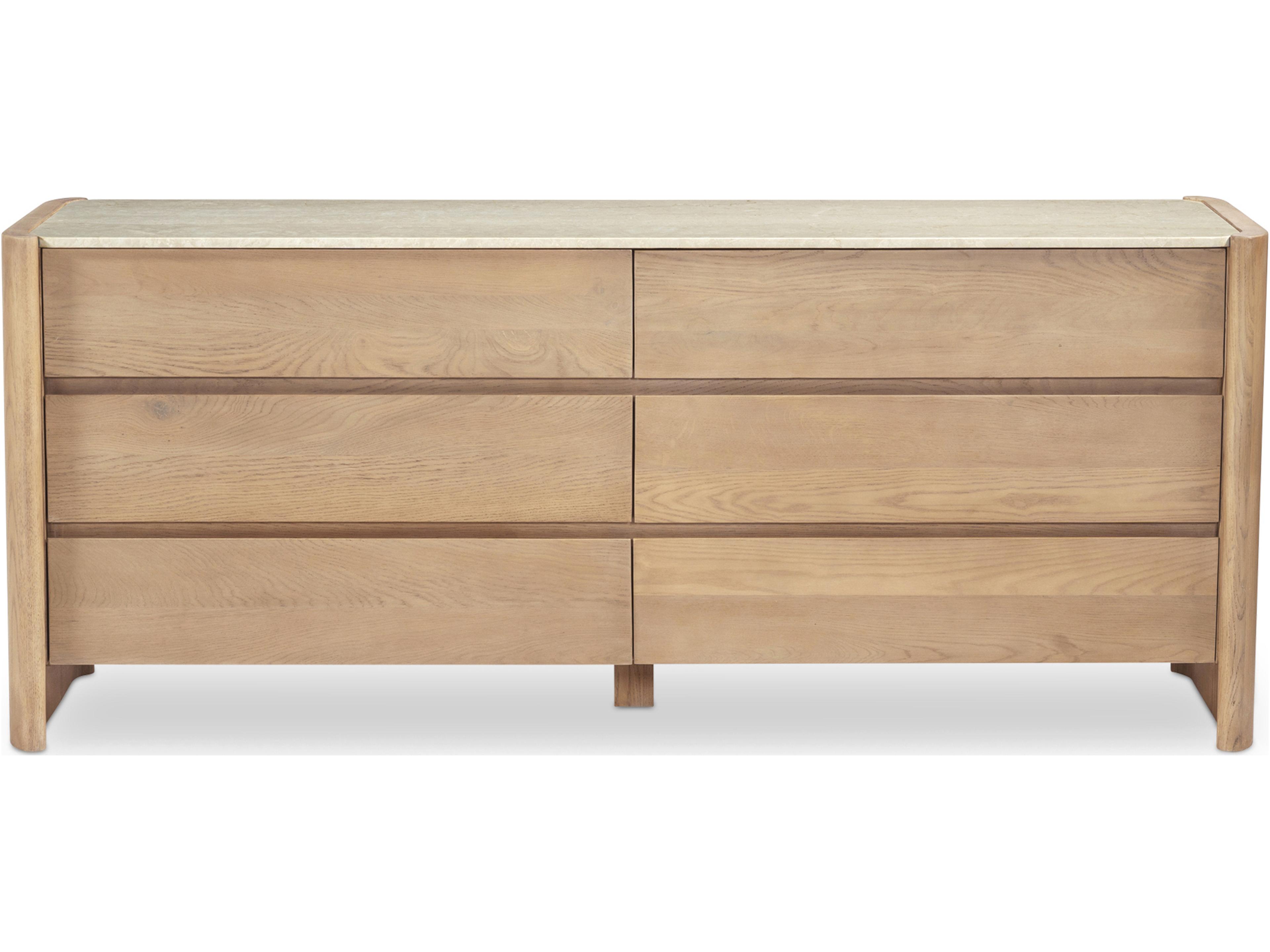 Lane 6-Drawers Beige Oak Wood Double Dresser