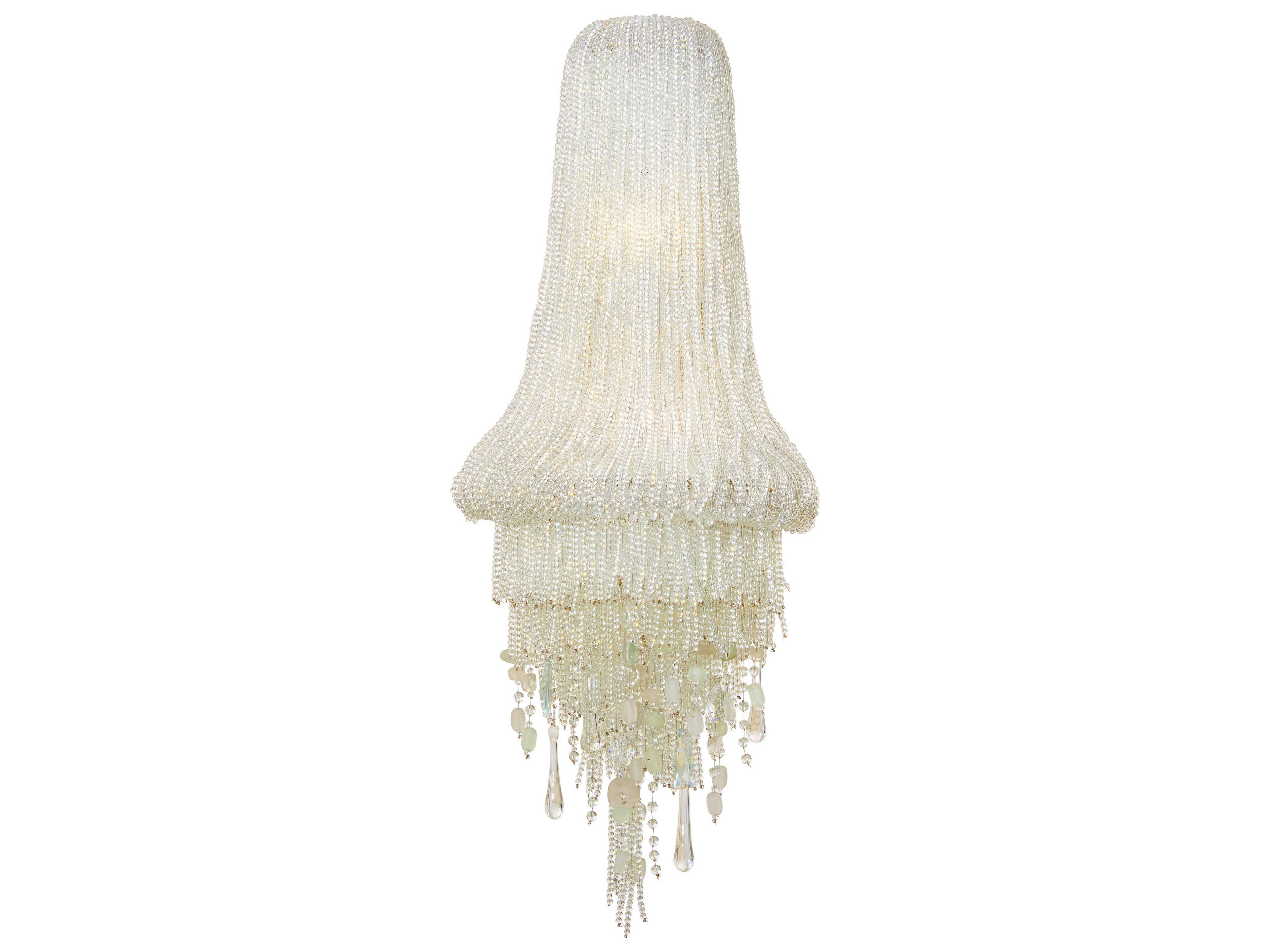 Crystal Reign 2-Light Polished Nickel White Wall Sconce