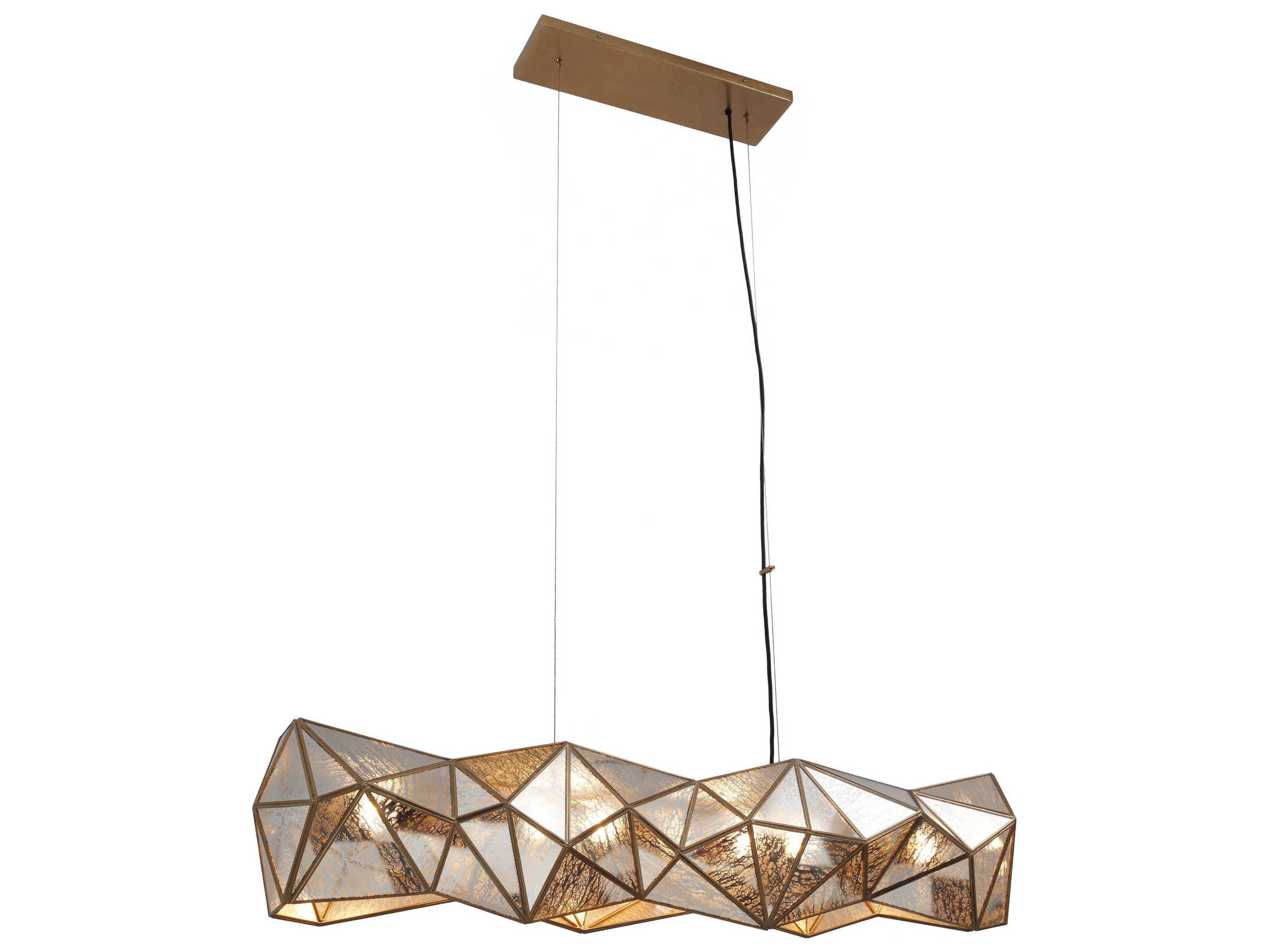 Geo-gem 6-Light Brass Antique Geometric Island Pendant