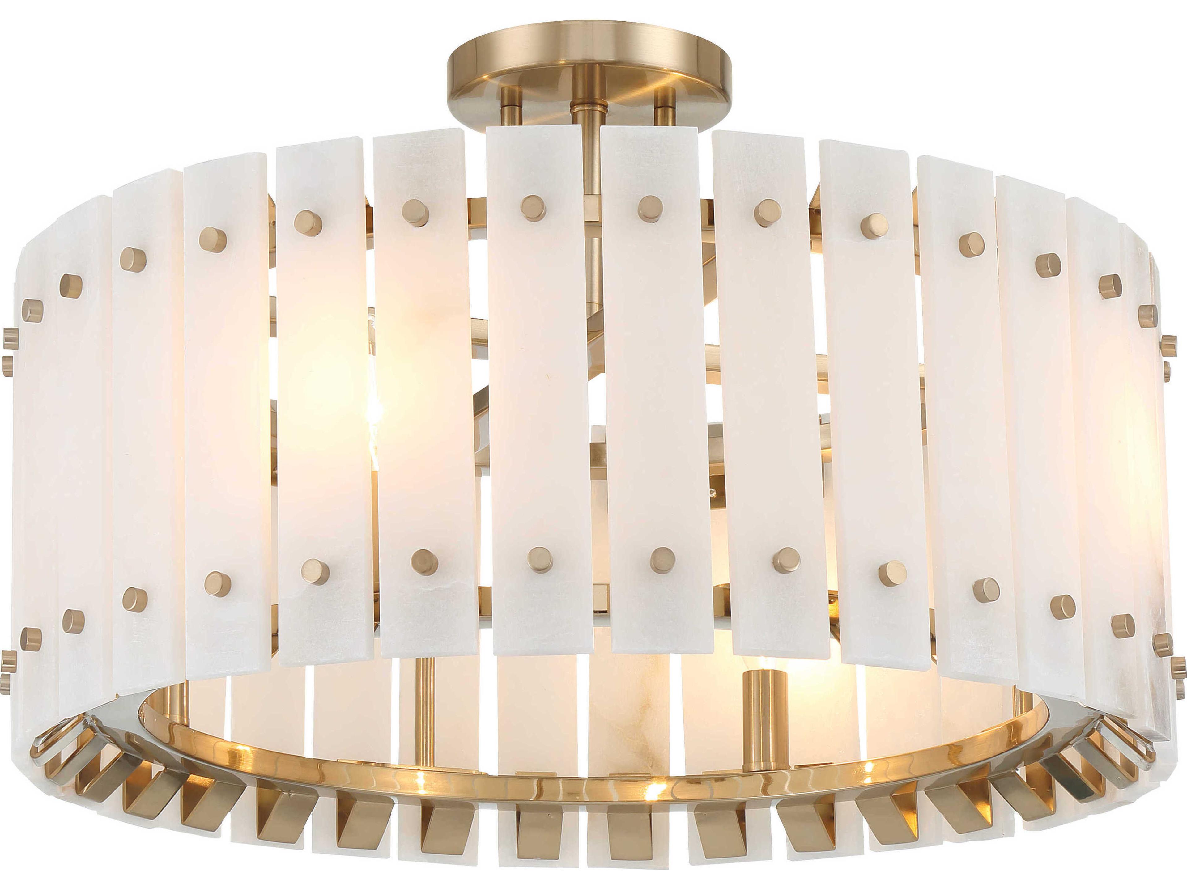 Bardon 4-Light Celeste Brass Drum Semi Flush Mount