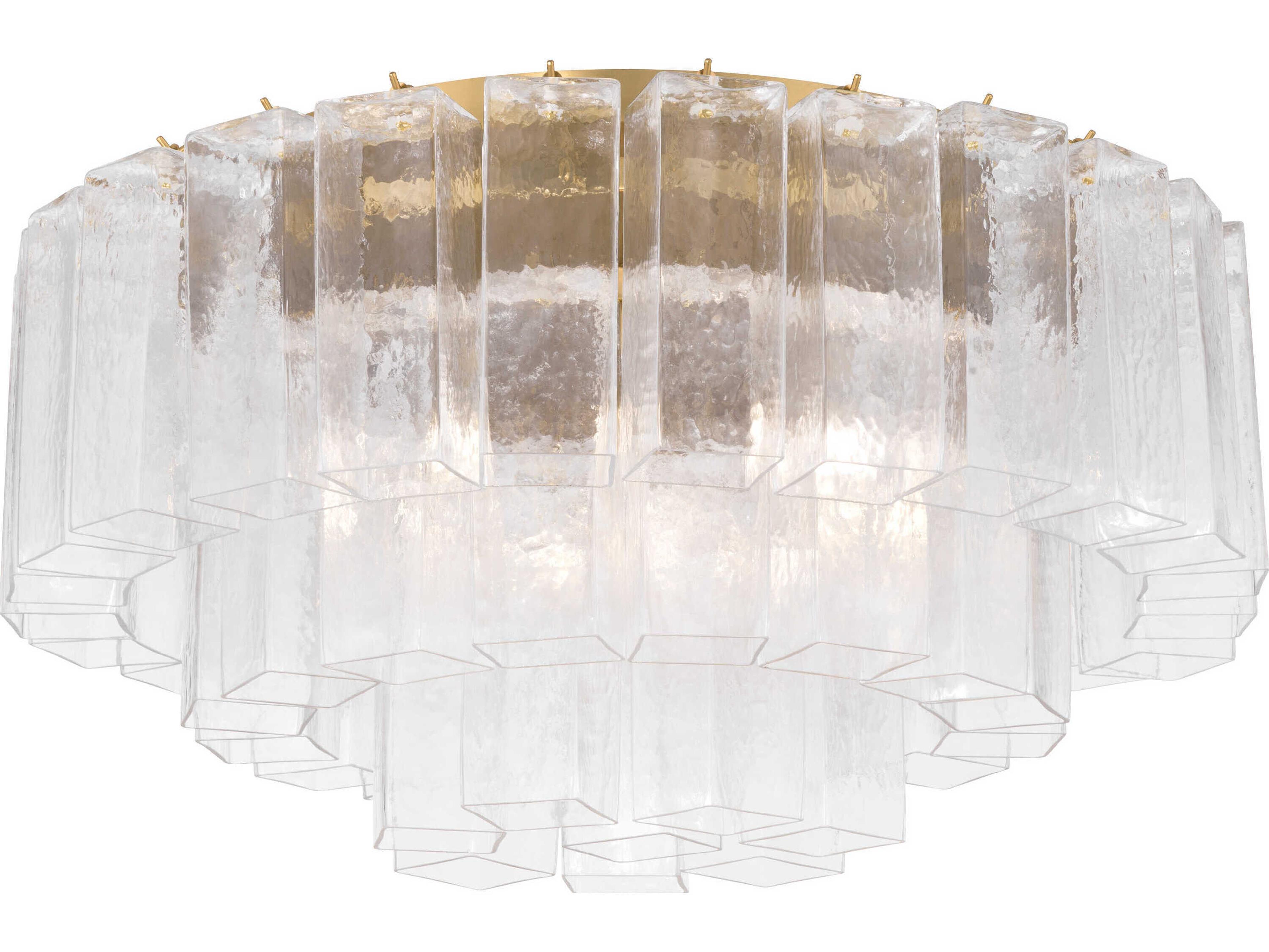 Torvento 7-Light Legacy Brass Geometric Round Flush Mount
