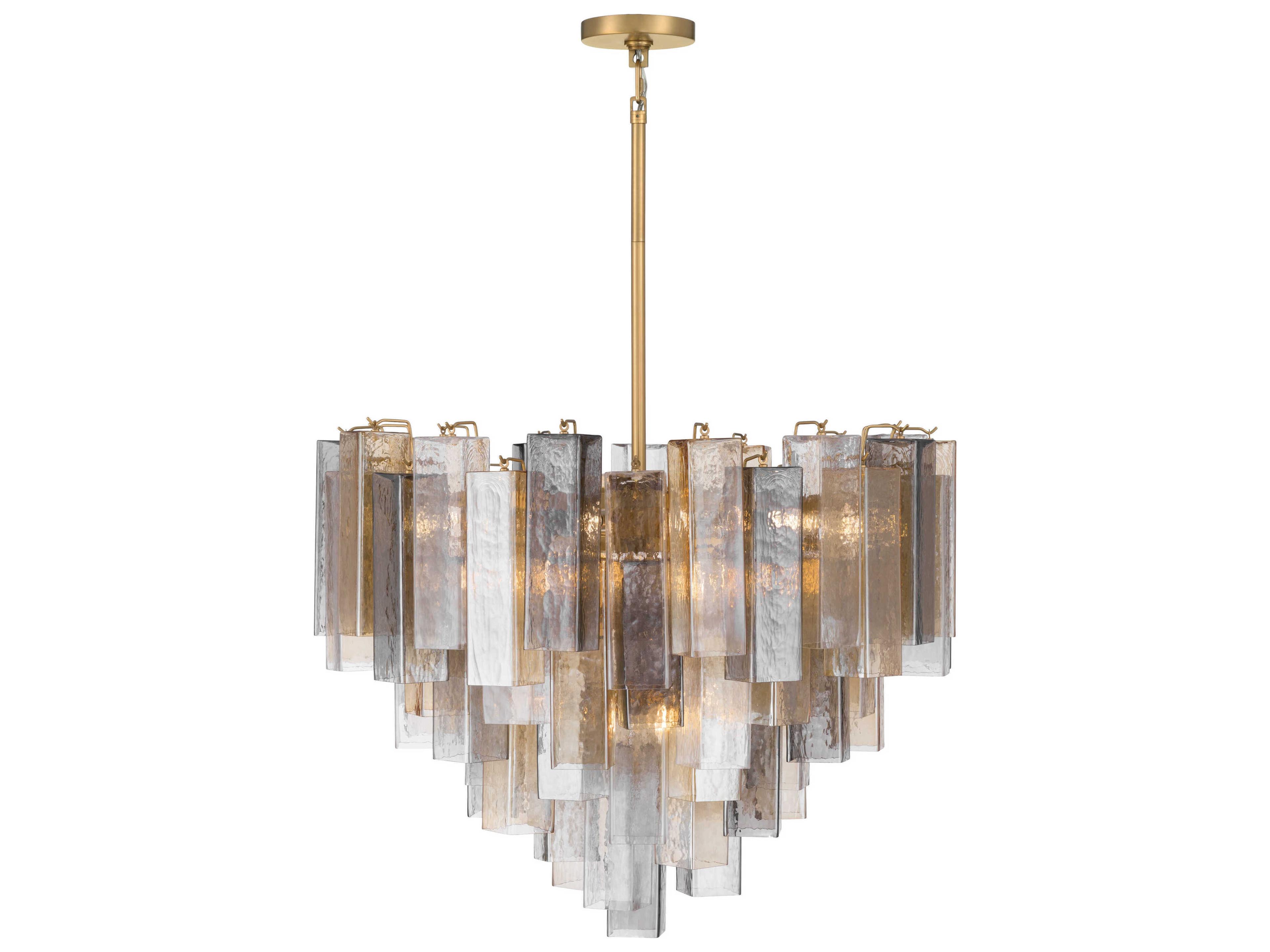 Torvento 15-Light Legacy Brass Geometric Tiered Pendant