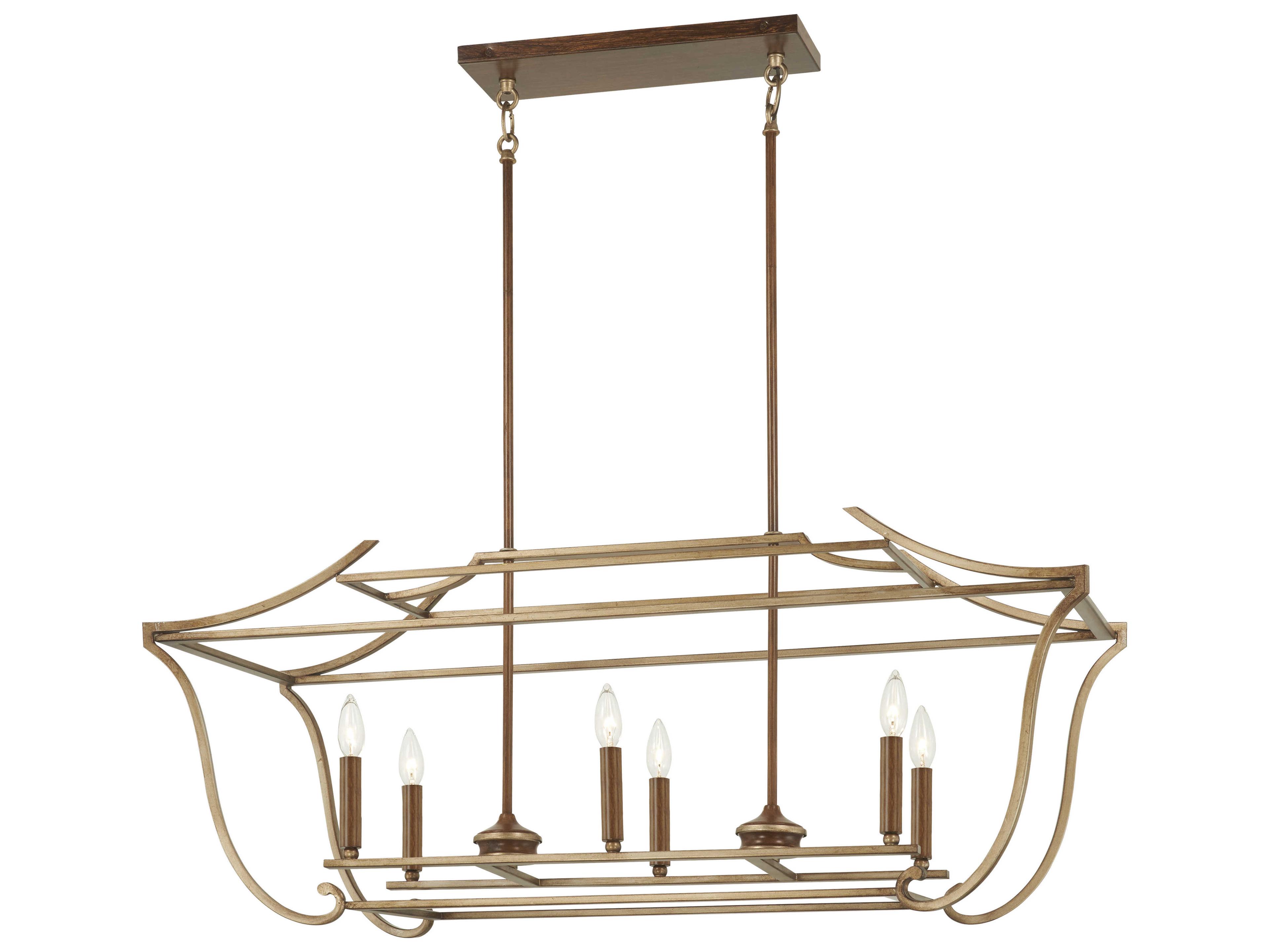 Magnolia Manor 6-Light Pale Gold Distressed Bronze Island Pendant