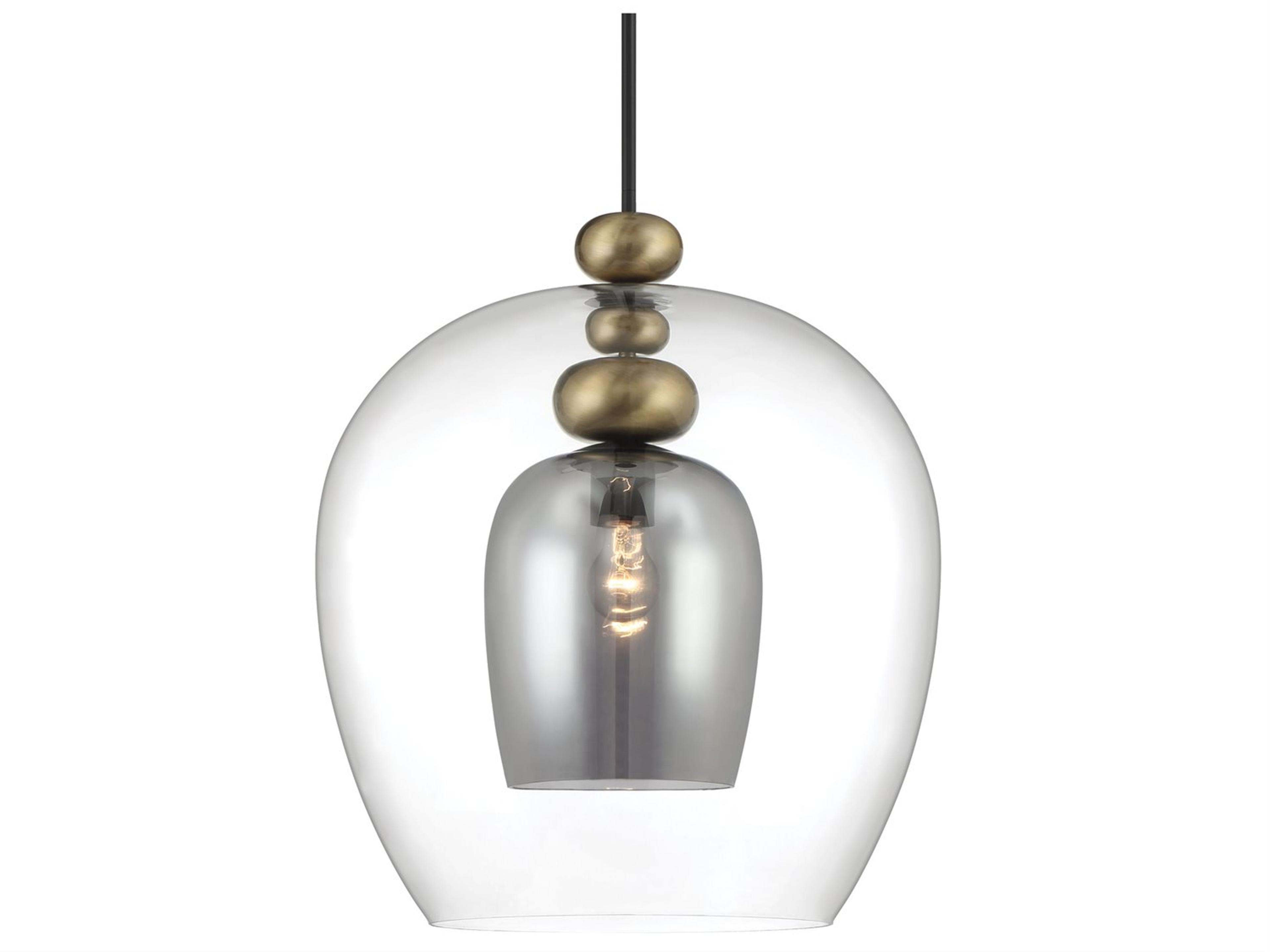 Amesbury 1-Light Coal Oxidized Aged Brass Black Glass Pendant