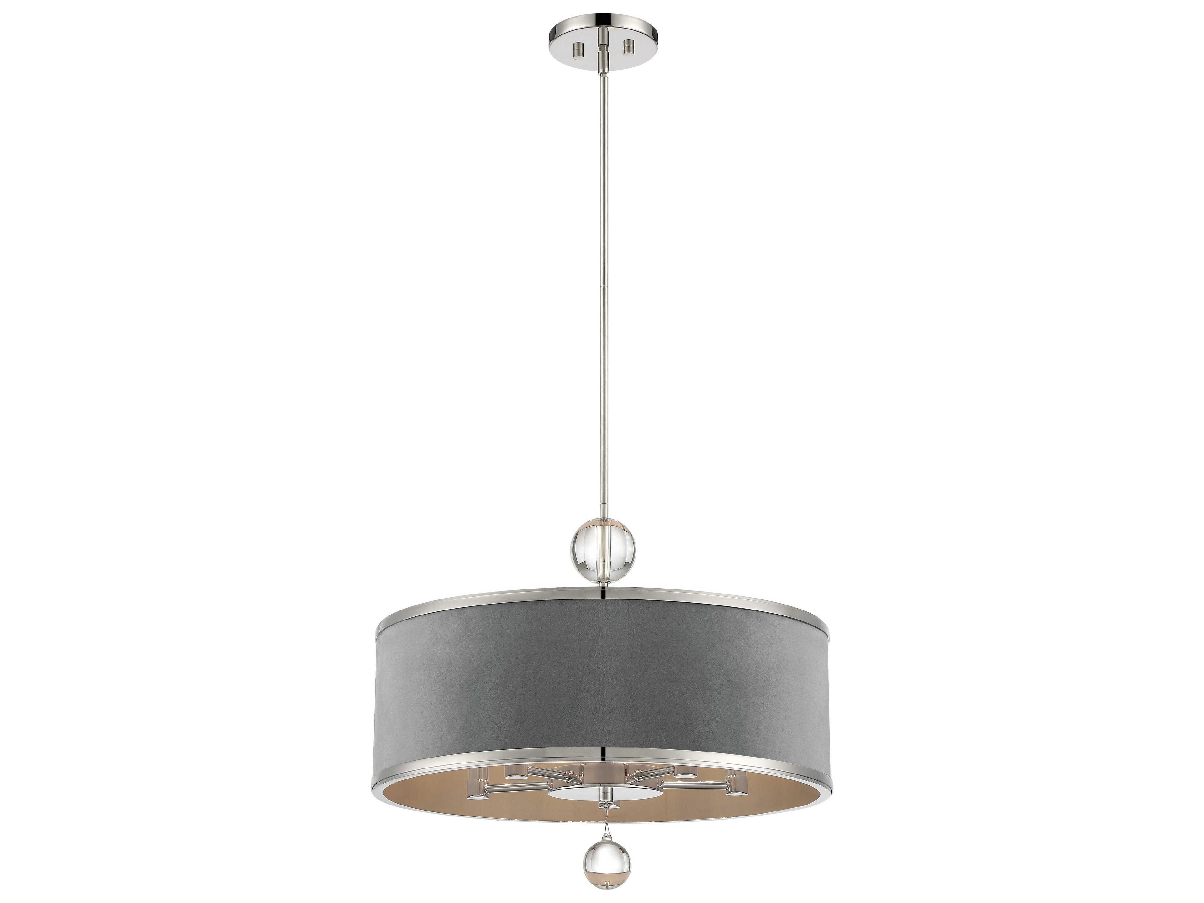 Luxour 5-Light Polished Nickel Glass Drum Pendant