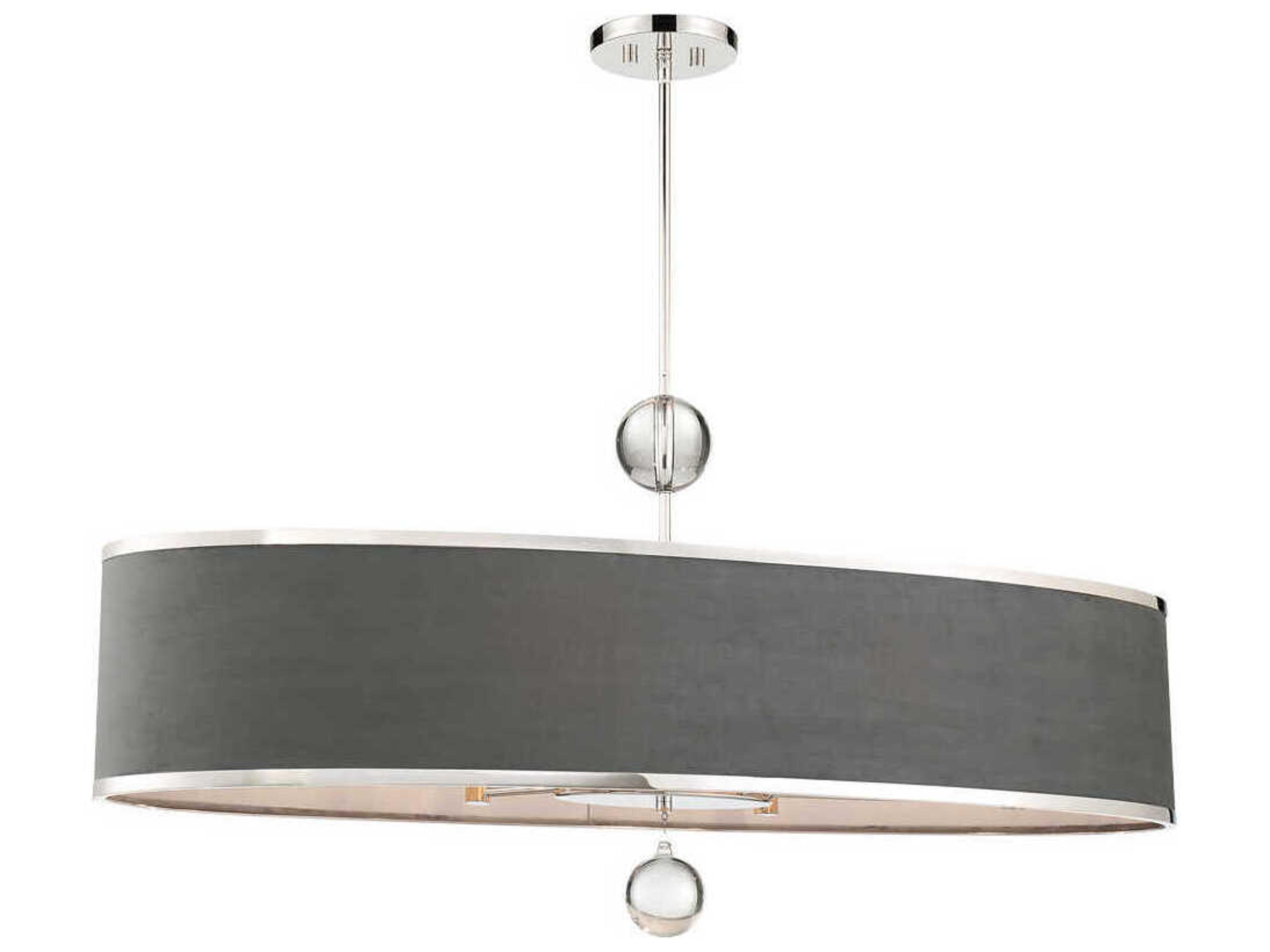 Luxour 6-Light Polished Nickel Glass Island Pendant