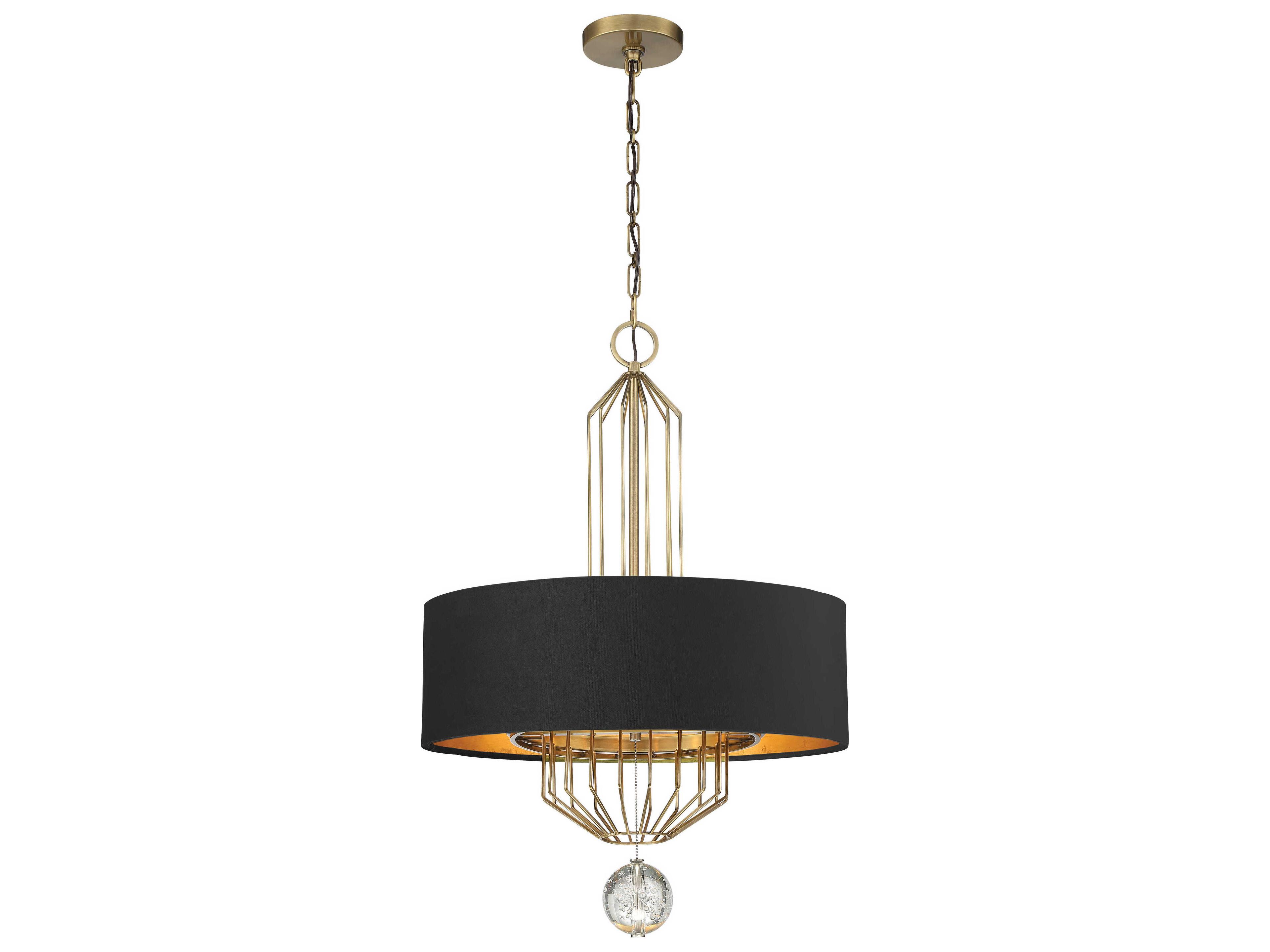 Grandeur 6-Light Aged Antique Brass Crystal Drum Pendant