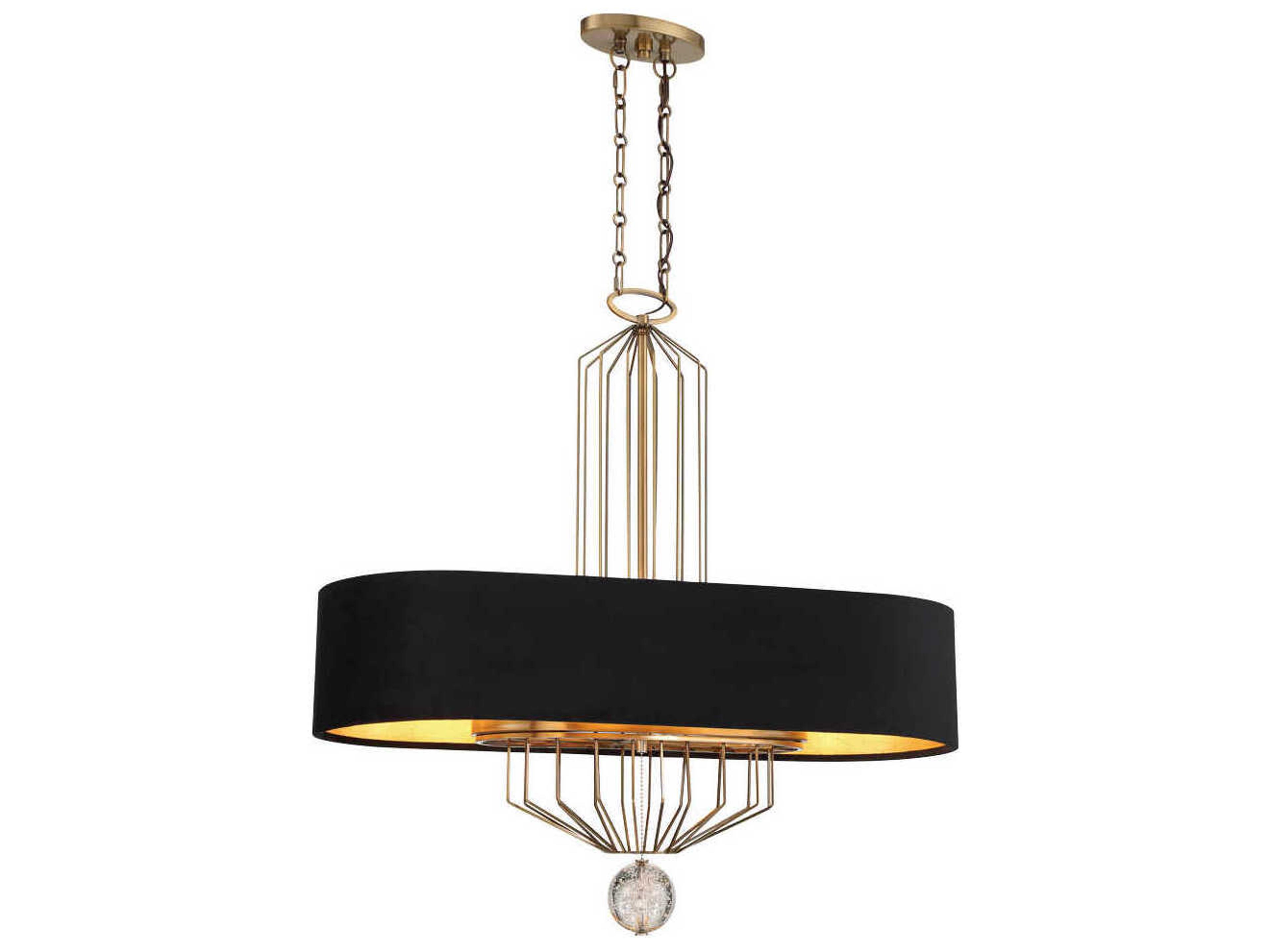 Grandeur 8-Light Aged Antique Brass Crystal Glass Island Pendant