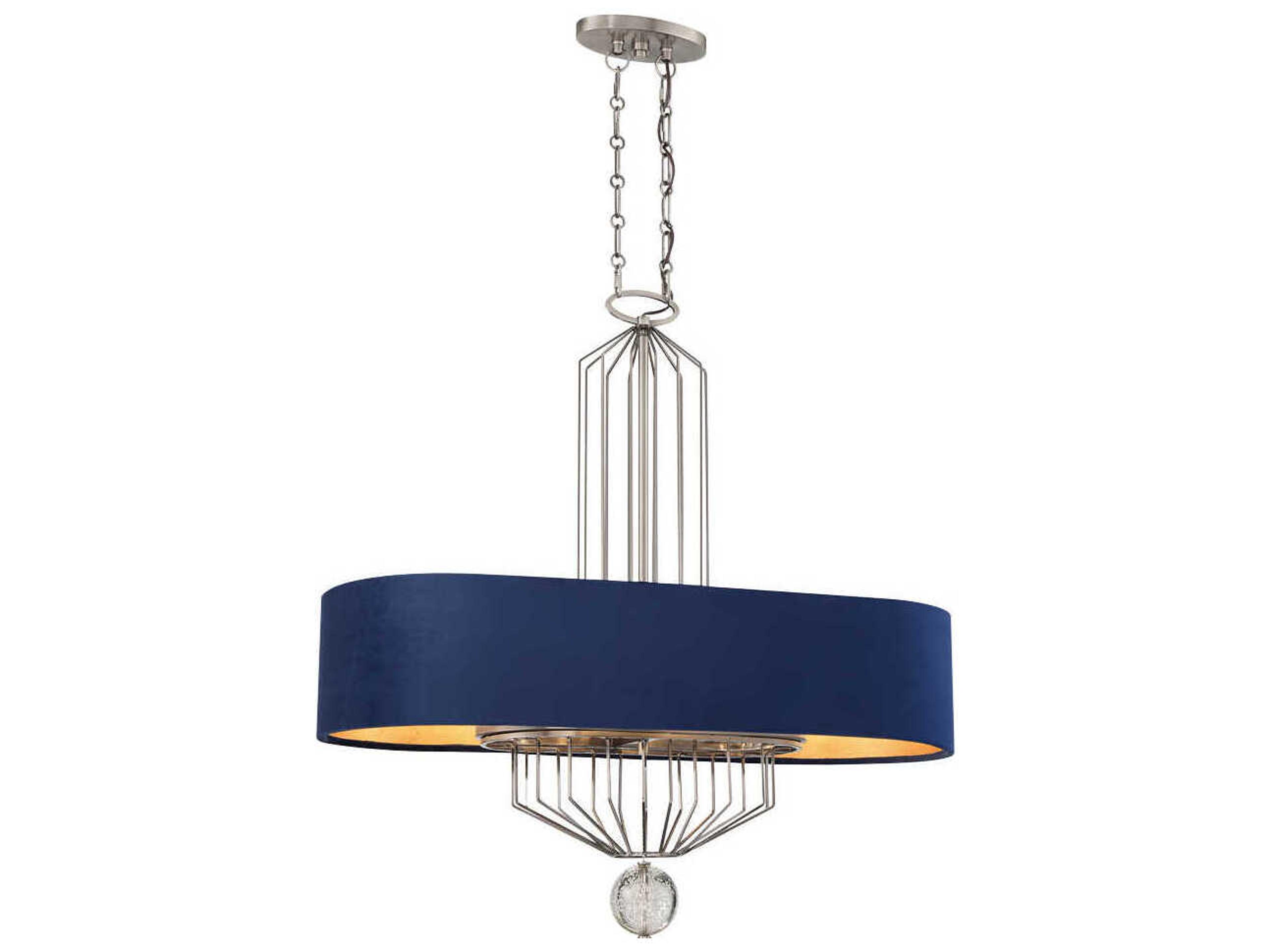 Grandeur 8-Light Aged Antique Nickel Crystal Glass Island Pendant