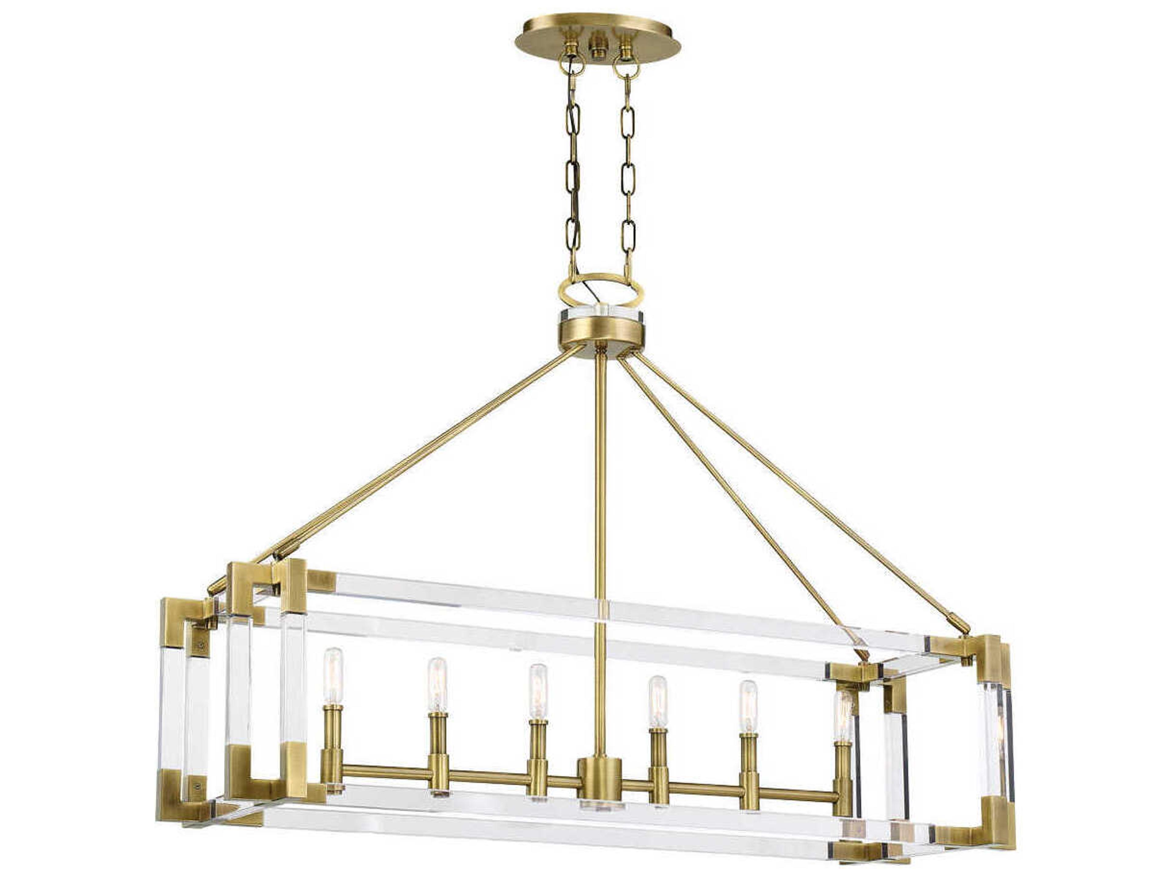 Prima Vista 6-Light Aged Antique Brass Linear Island Pendant