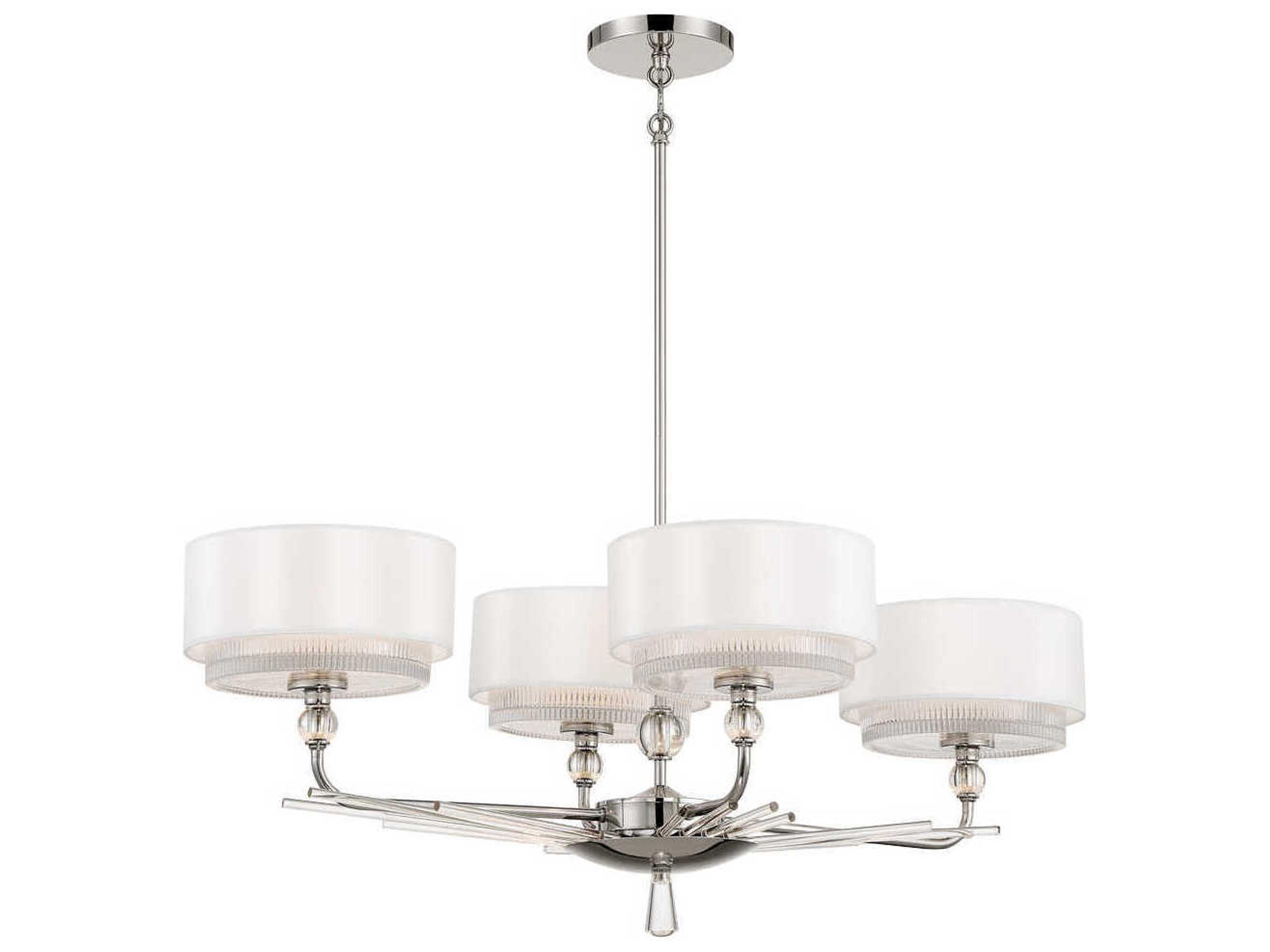 Sutton 4-Light Polished Nickel Glass Drum Island Pendant