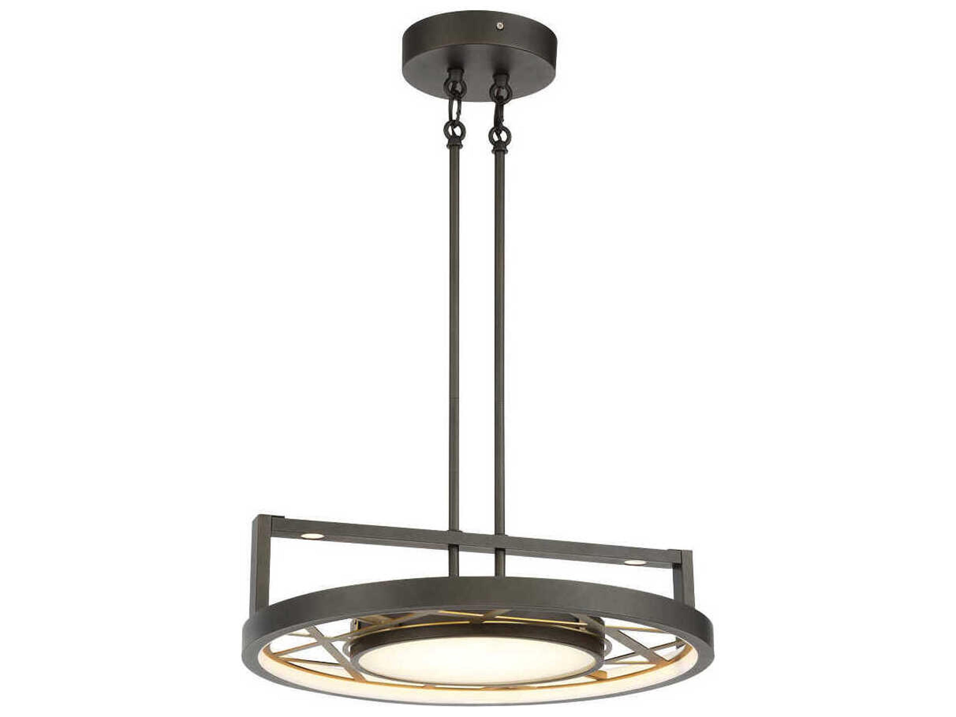 Tribeca 1-Light Smoked Iron Soft Brass Gray LED Geometric Round Pendant