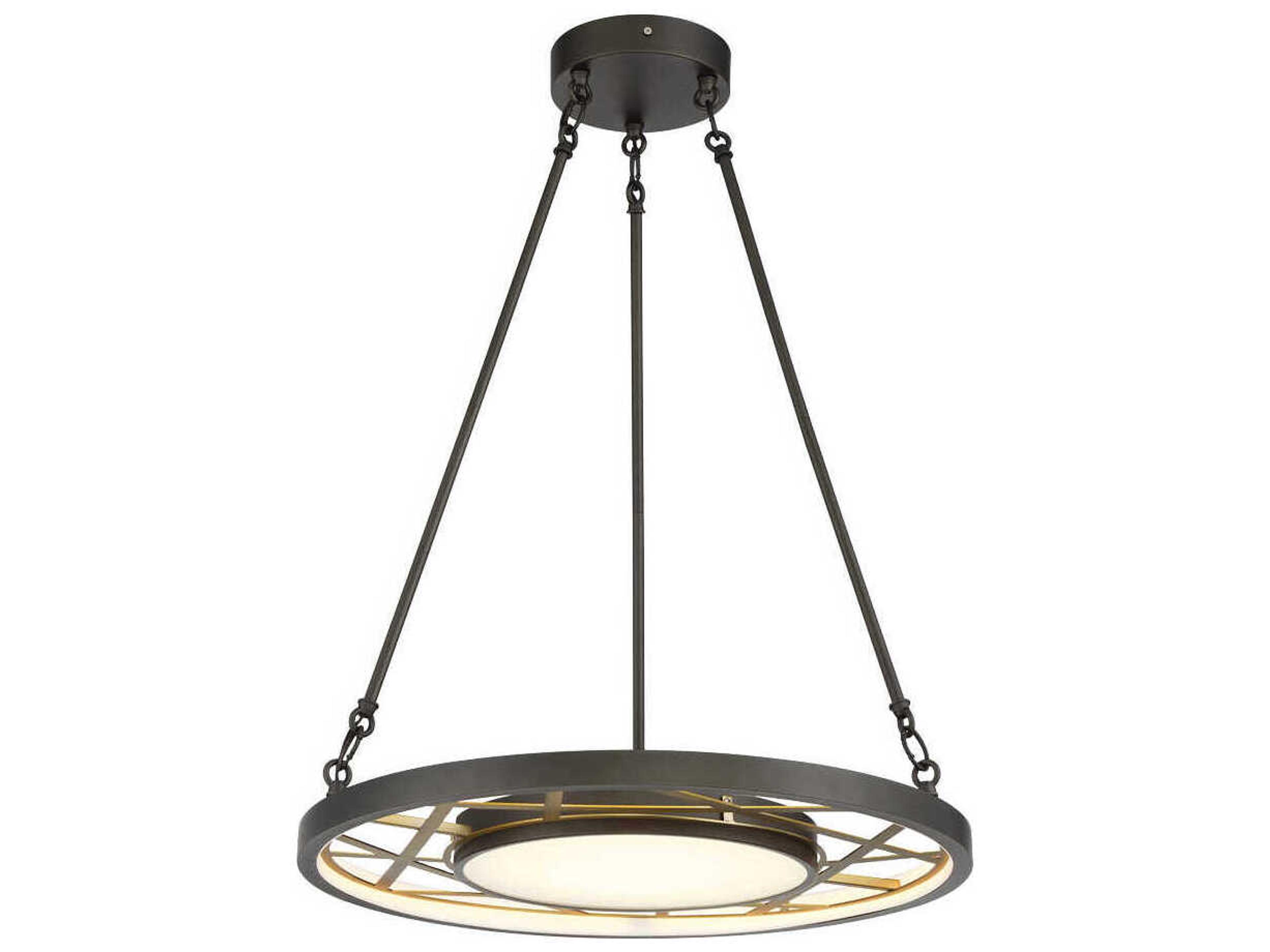 Tribeca 1-Light Smoked Iron Soft Brass Gray LED Round Pendant