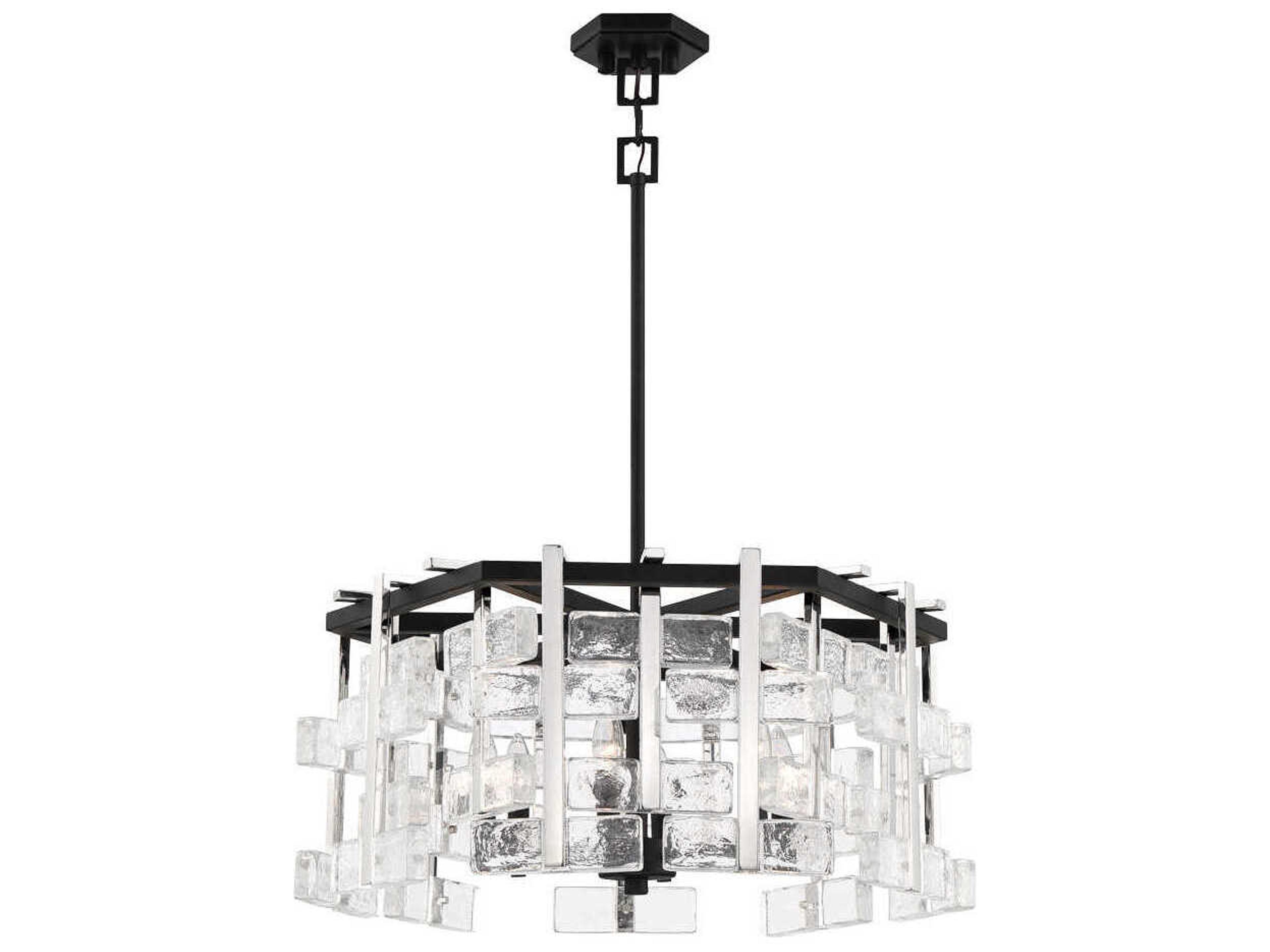 Painesdale 6-Light Sand Coal Polished Nickel Black Glass Candelabra Chandelier