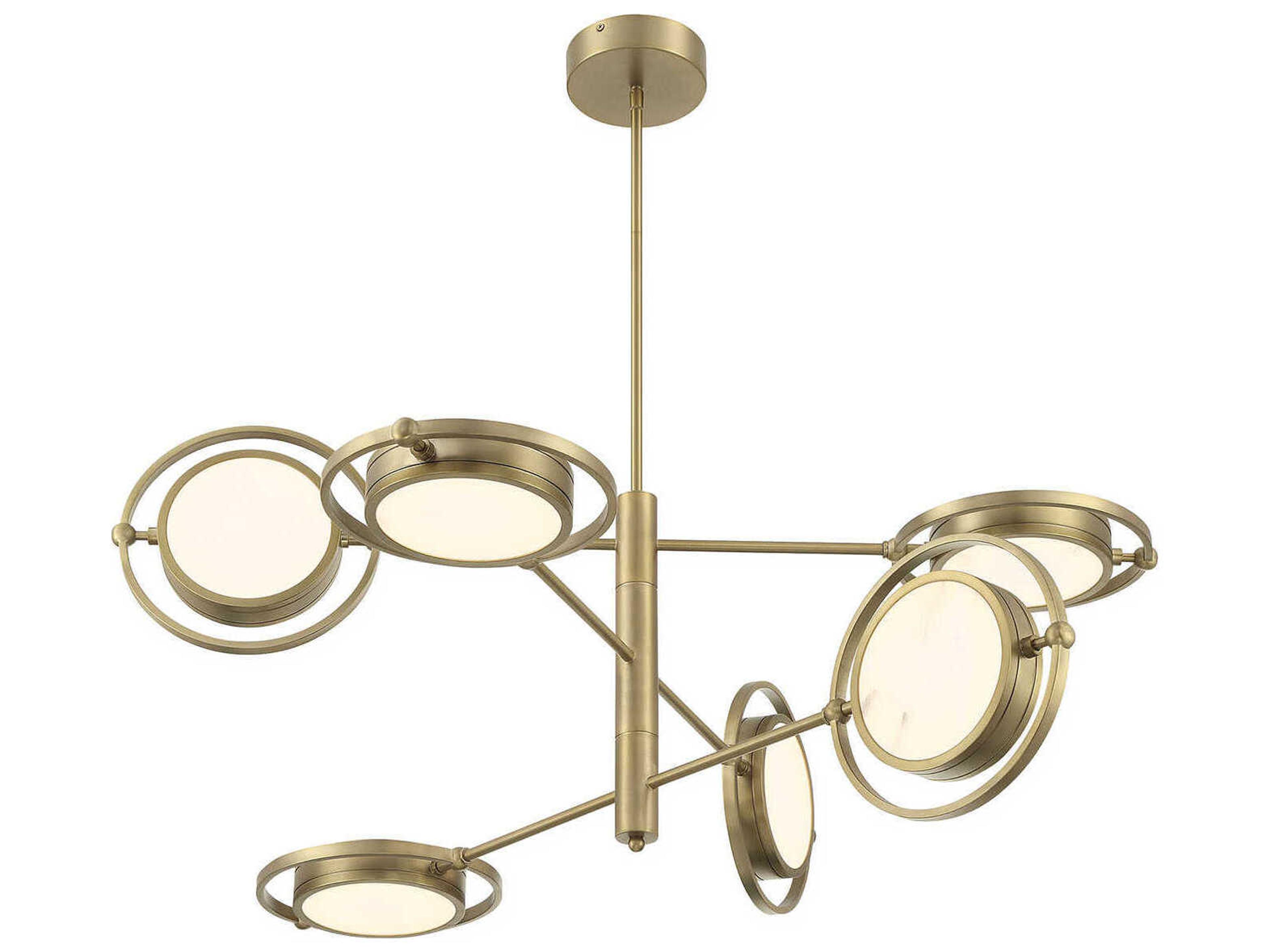 Spectr 6-Light Soft Brass Glass LED Linear Round Chandelier
