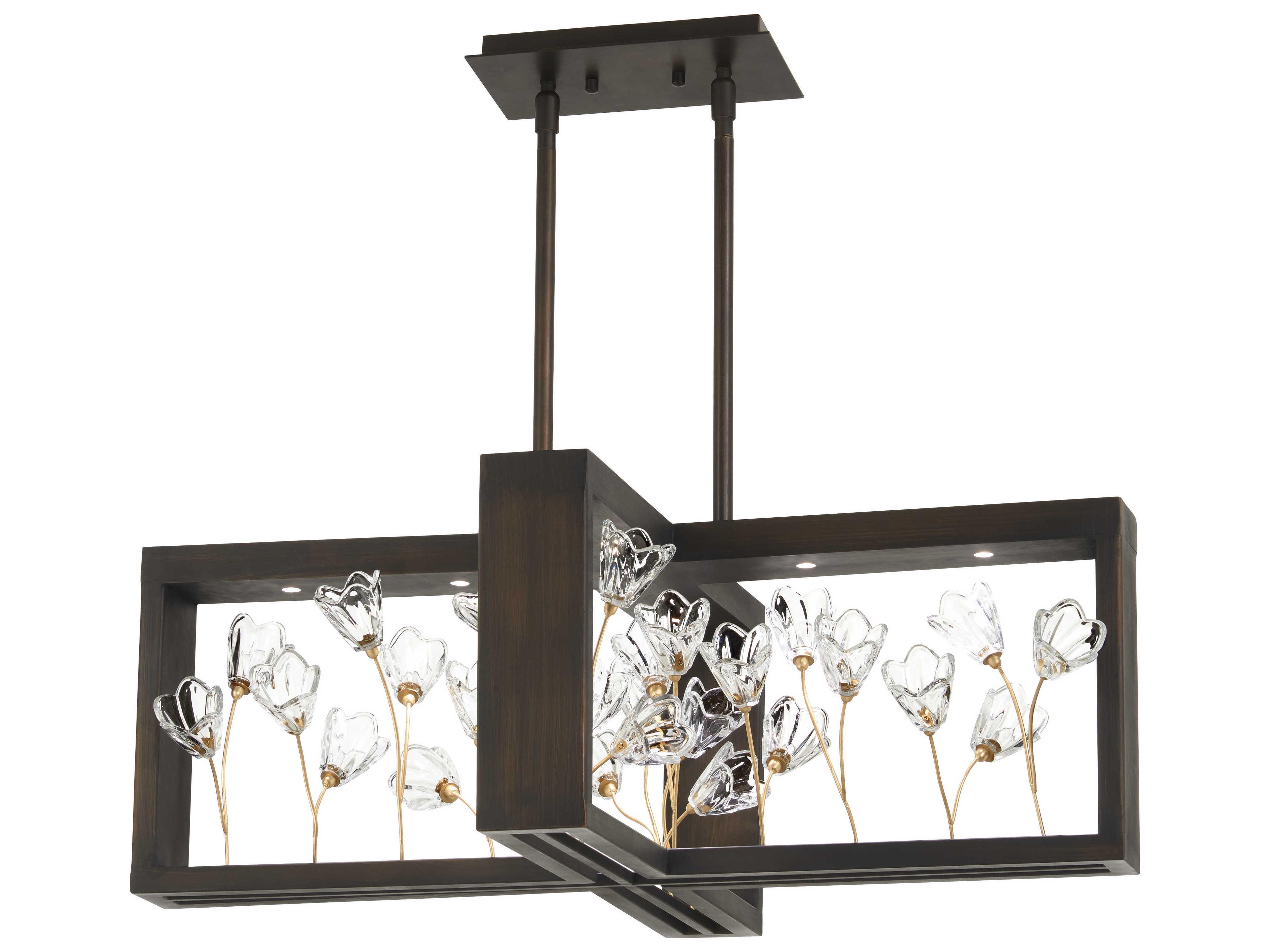 Maison Des Fleurs 7-Light Regal Bronze Empire Gold Glass LED Geometric Pendant