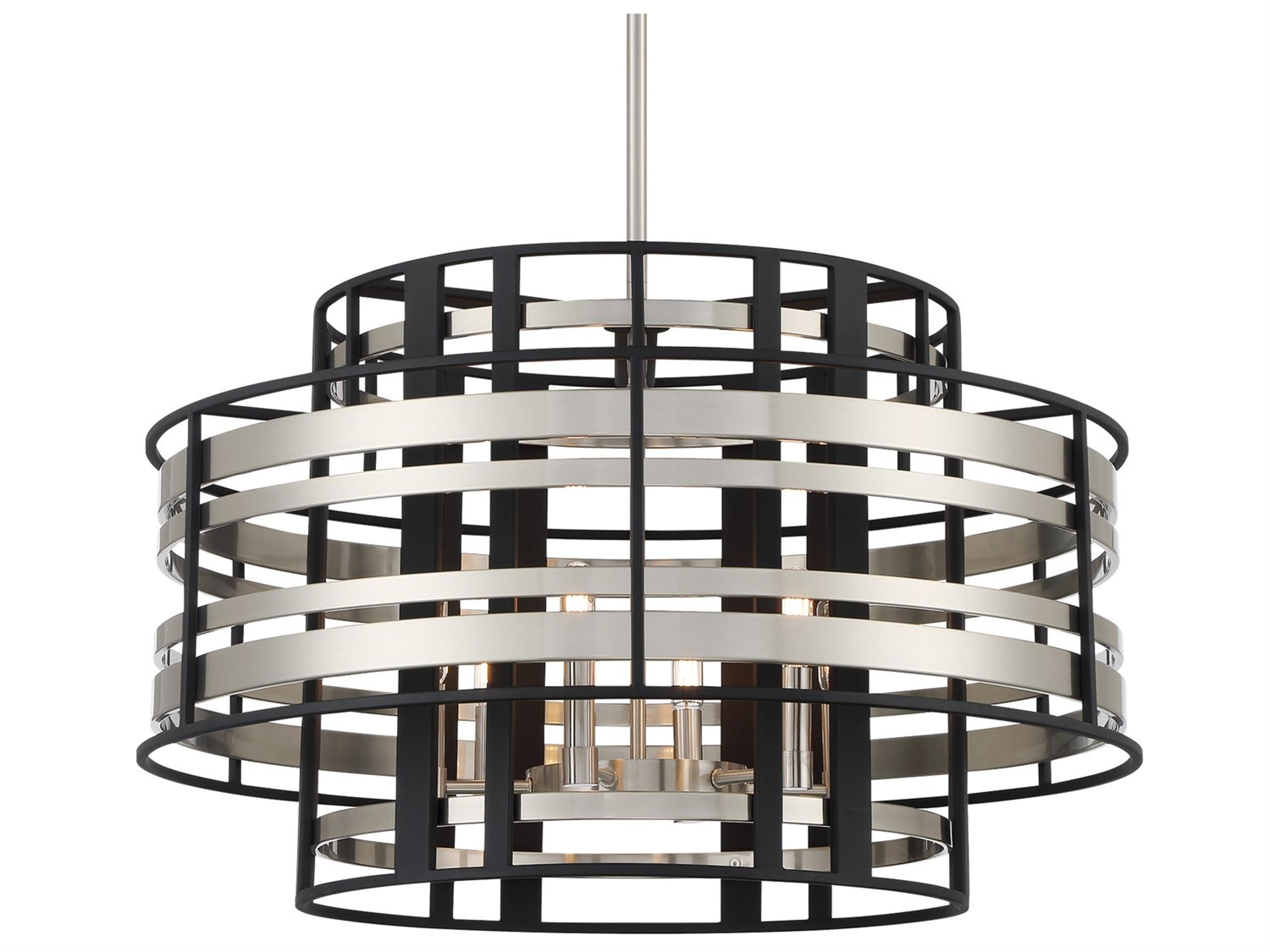Presten 6-Light Brushed Nickel Sand Coal Black Pendant