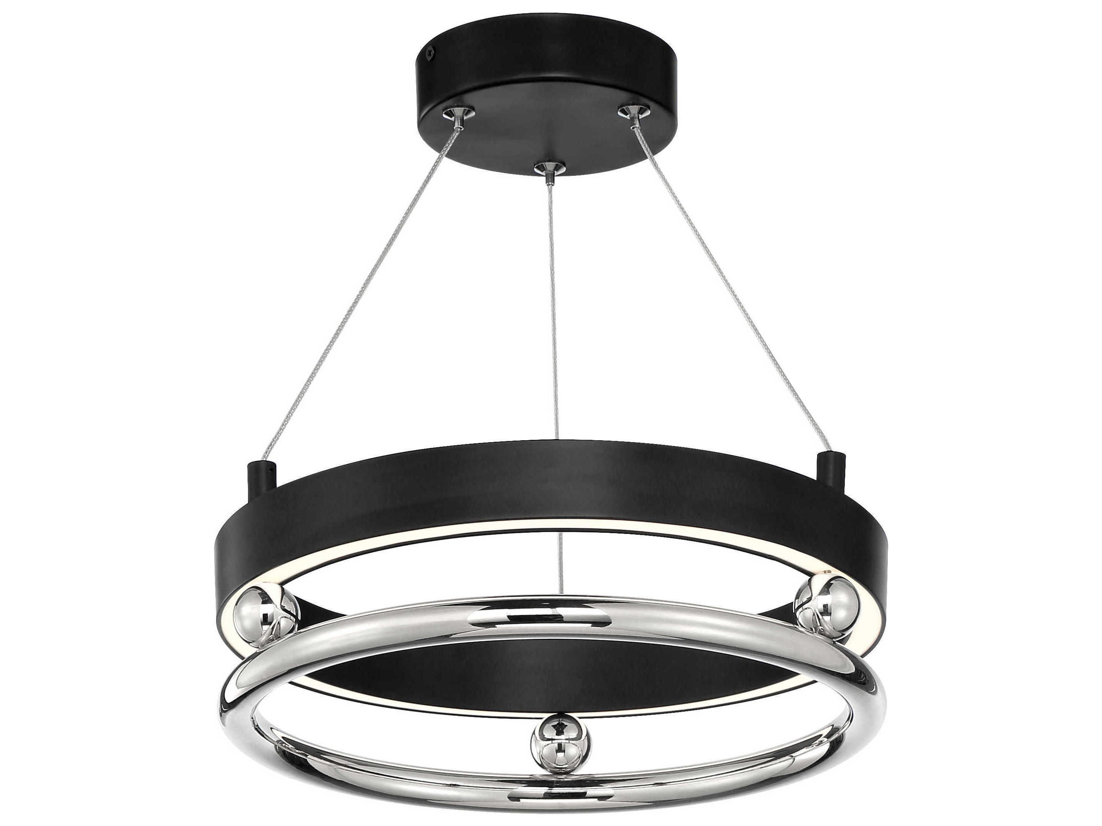Grande Illusion 1-Light Coal Polished Nickel Black LED Drum Pendant