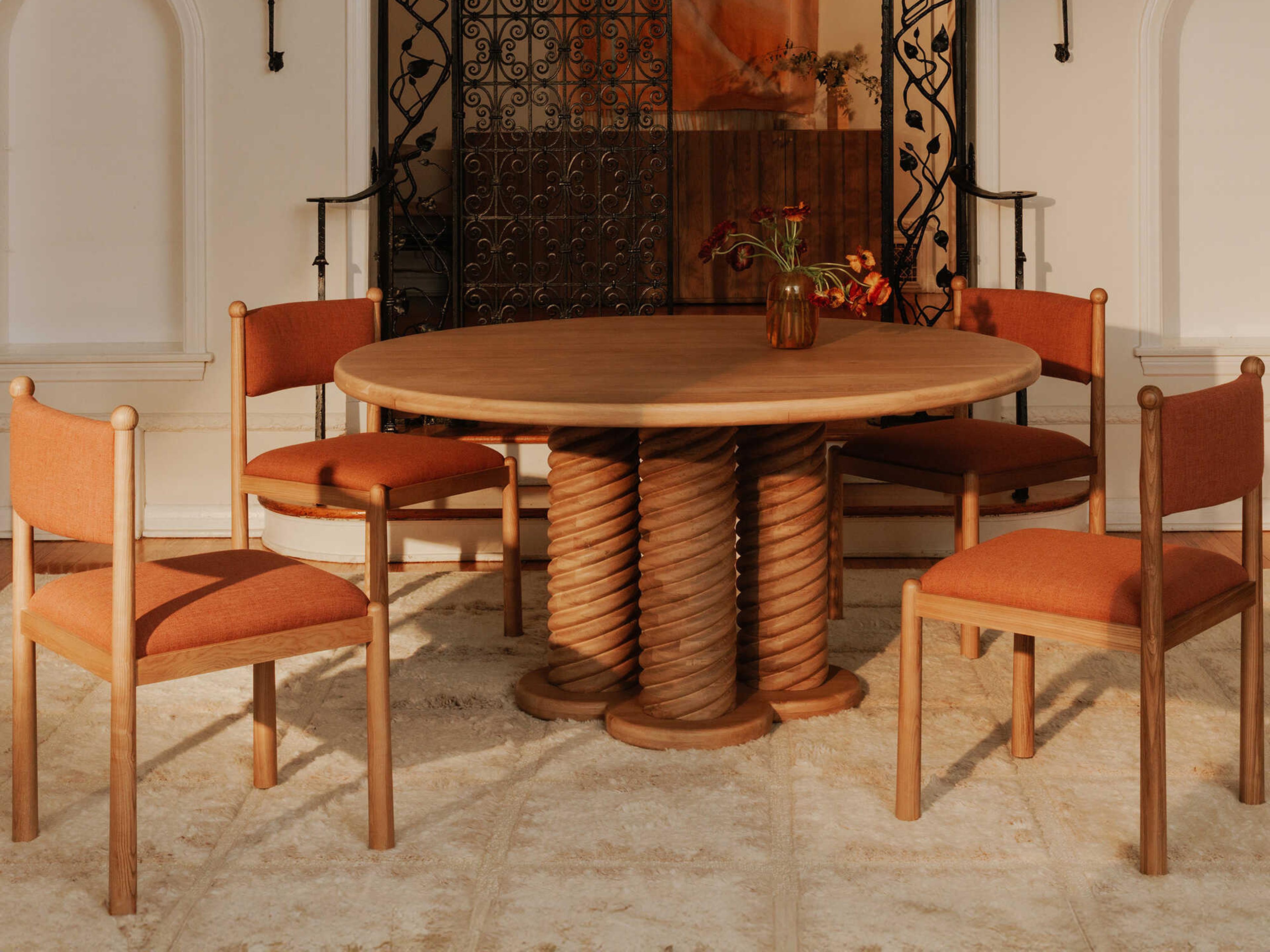 Treccia Oak Wood Dining Room Set