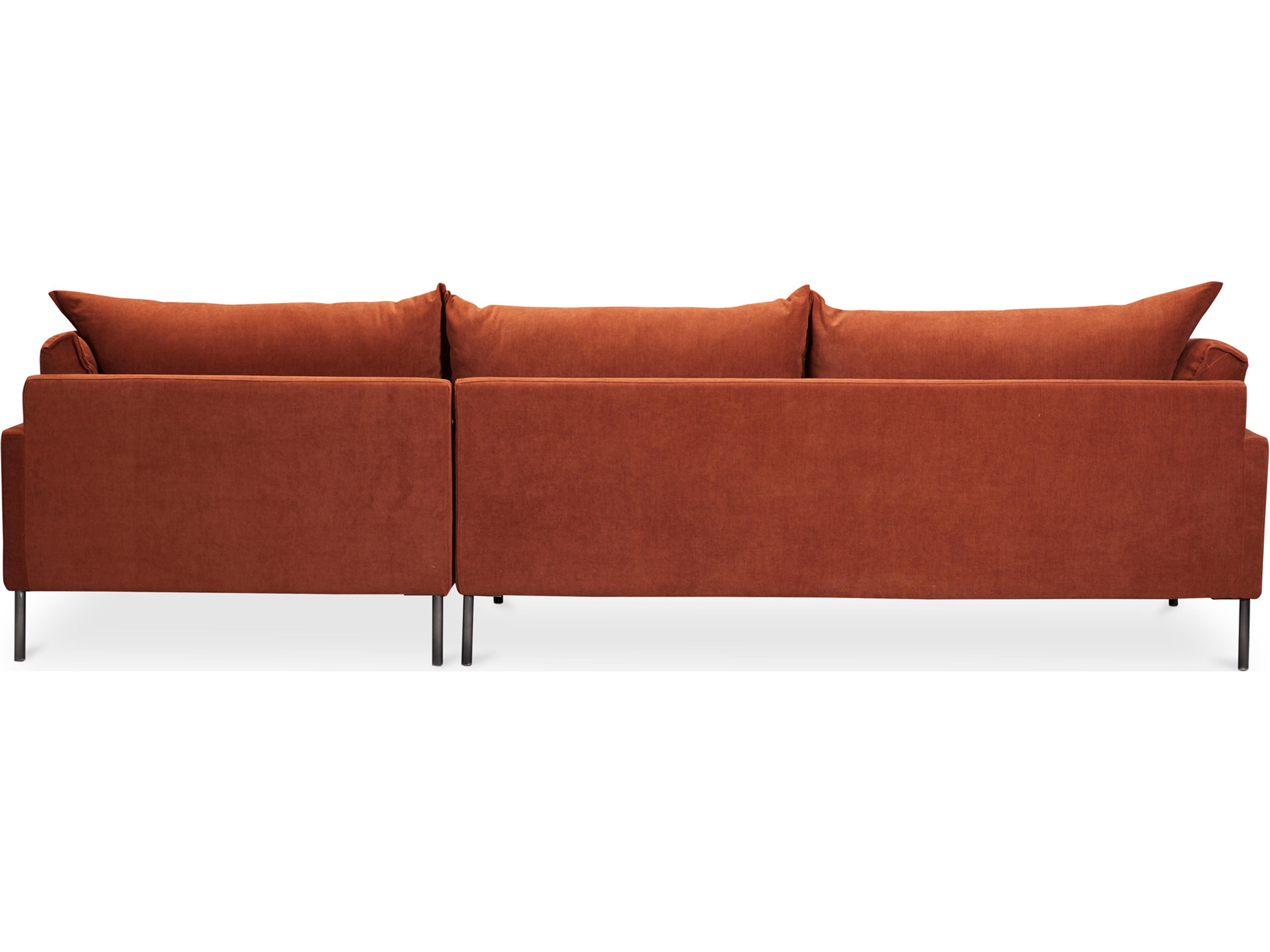 Moe's Home Jamara 112 Wide Orange Upholstered Sectional Sofa with RAF Chaise