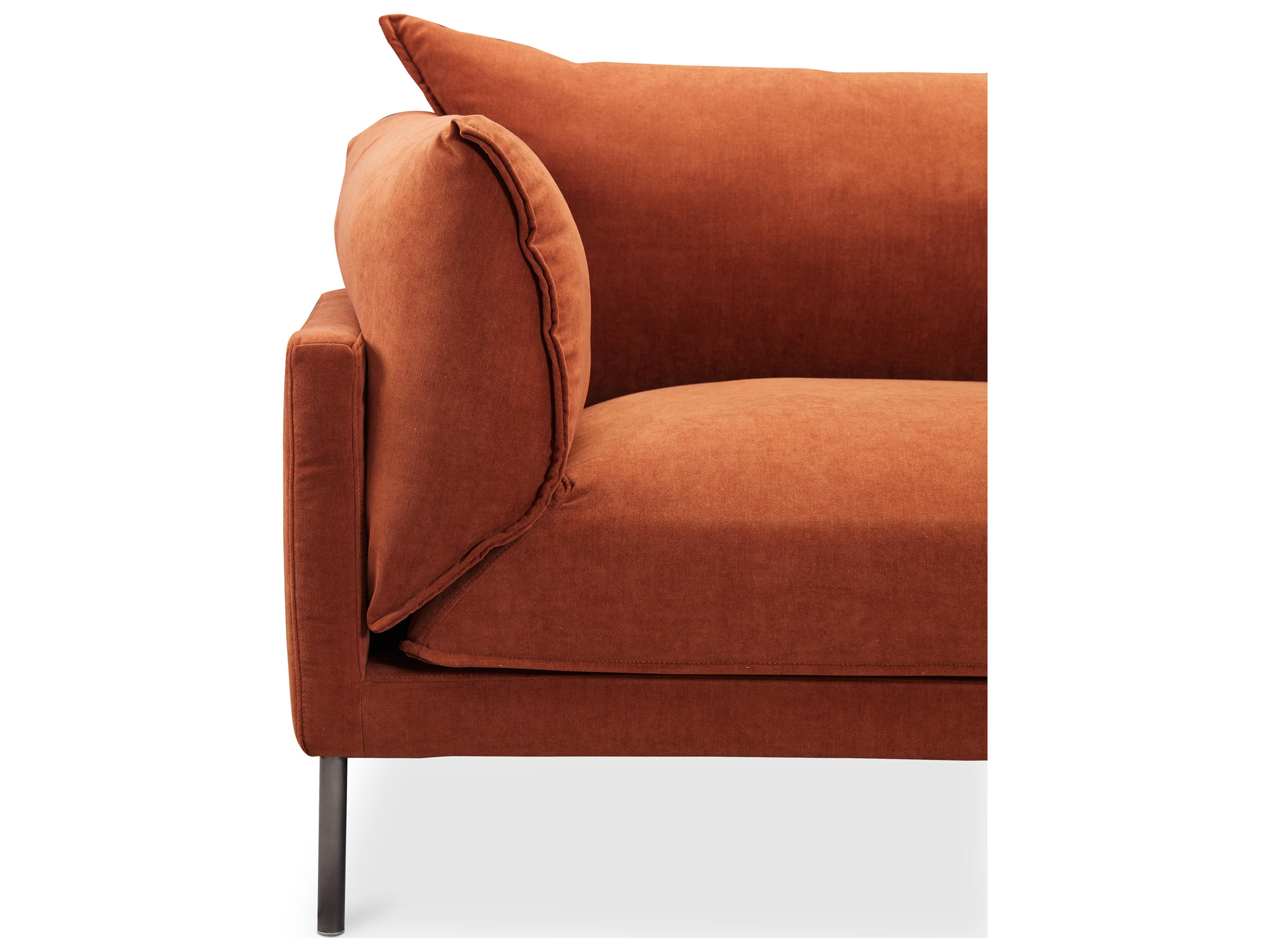 Moe's Home Jamara 112 Wide Orange Upholstered Sectional Sofa with RAF Chaise