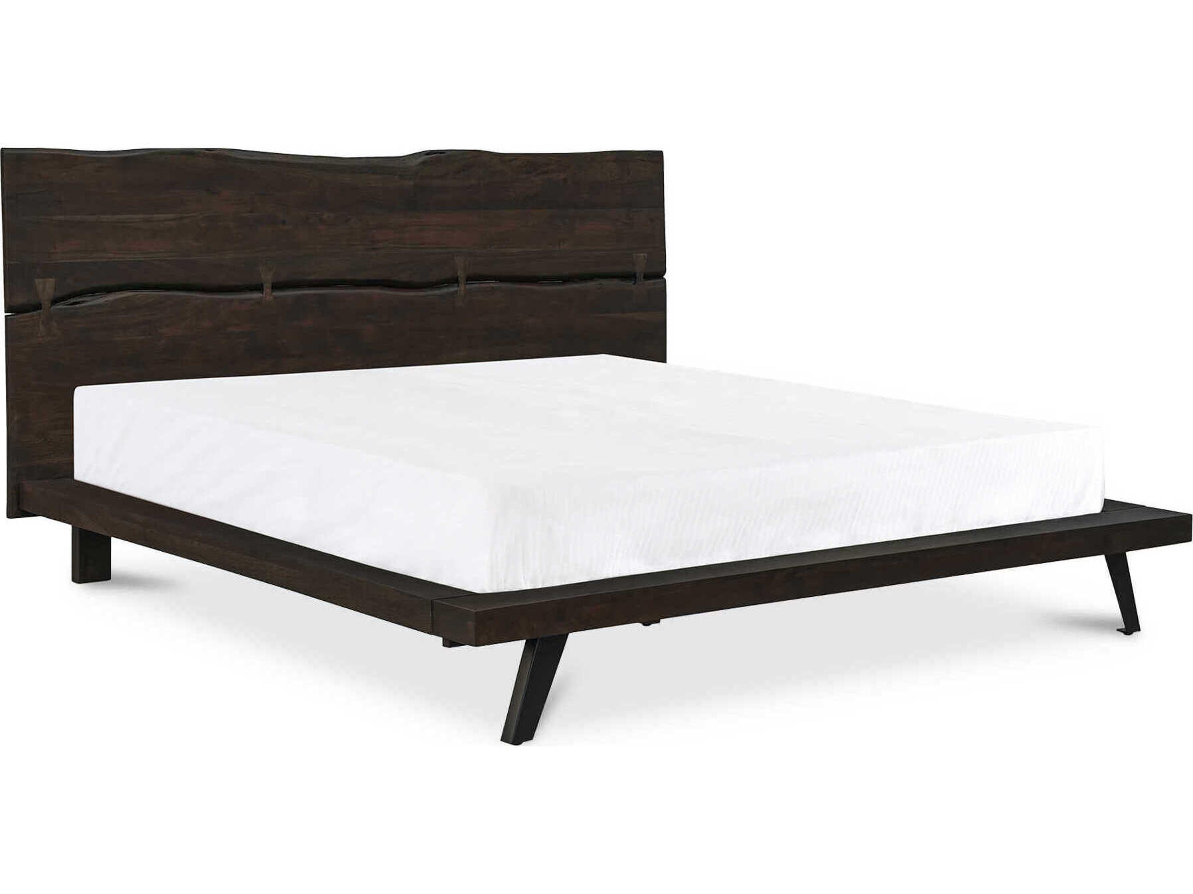 Madagascar Dark Brown Acacia Wood Queen Platform Bed