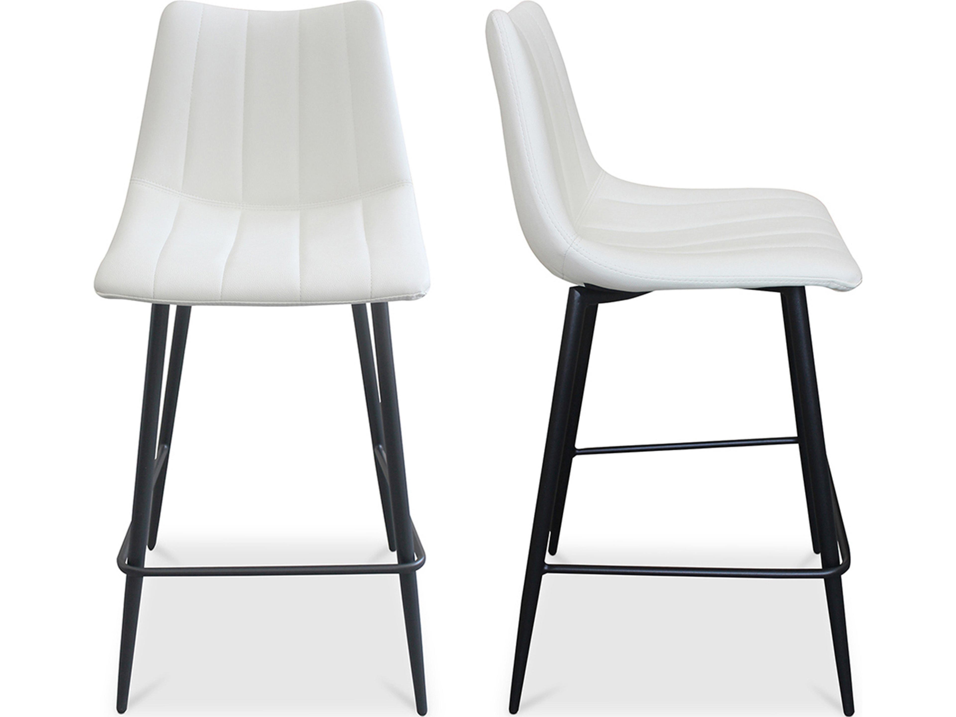 Moe's Home Alibi Upholstered Ply Wood Ivory Counter Stool - Set of Two
