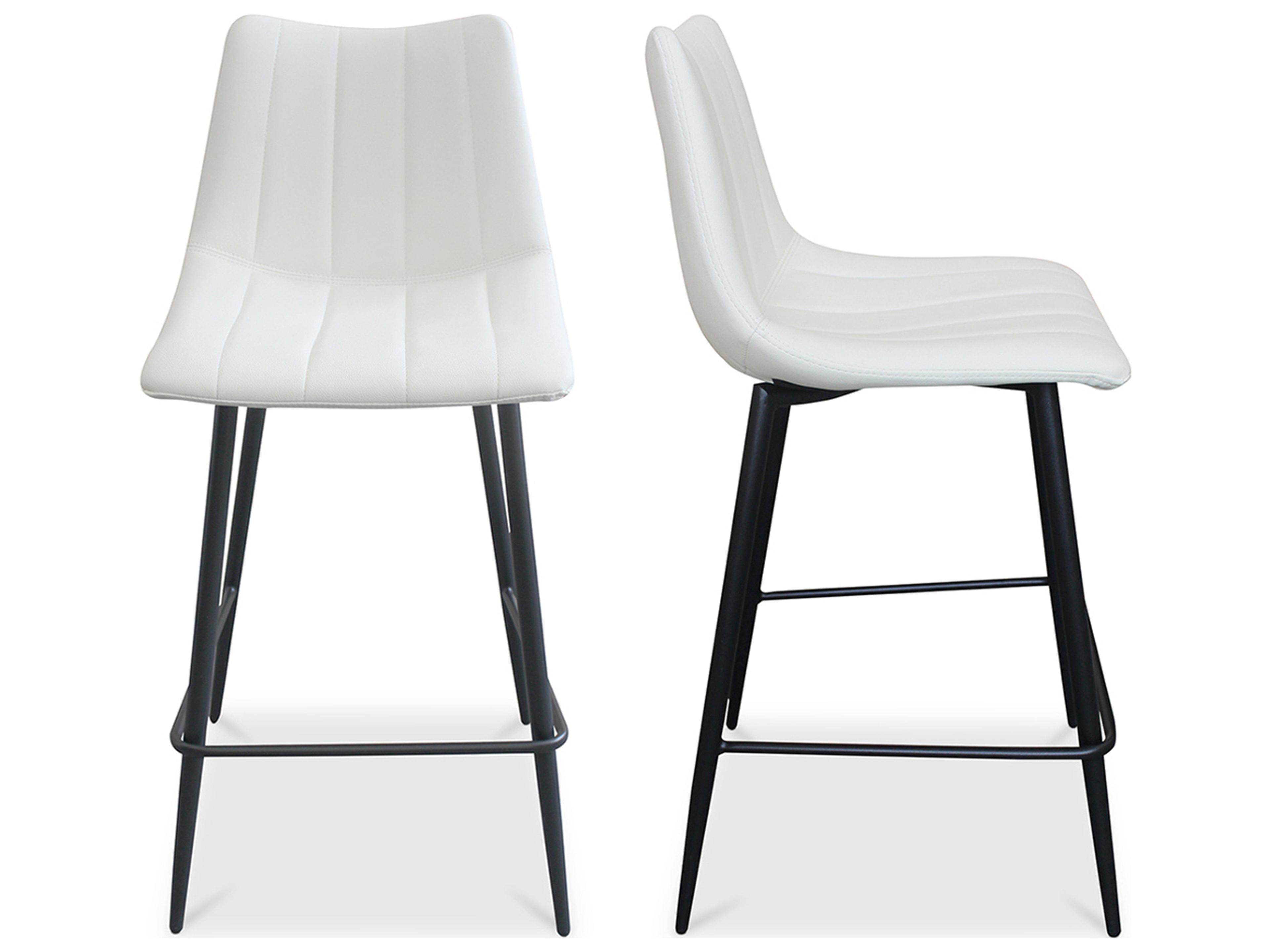 Moe's Home Alibi Upholstered Ply Wood Ivory Counter Stool - Set of Two