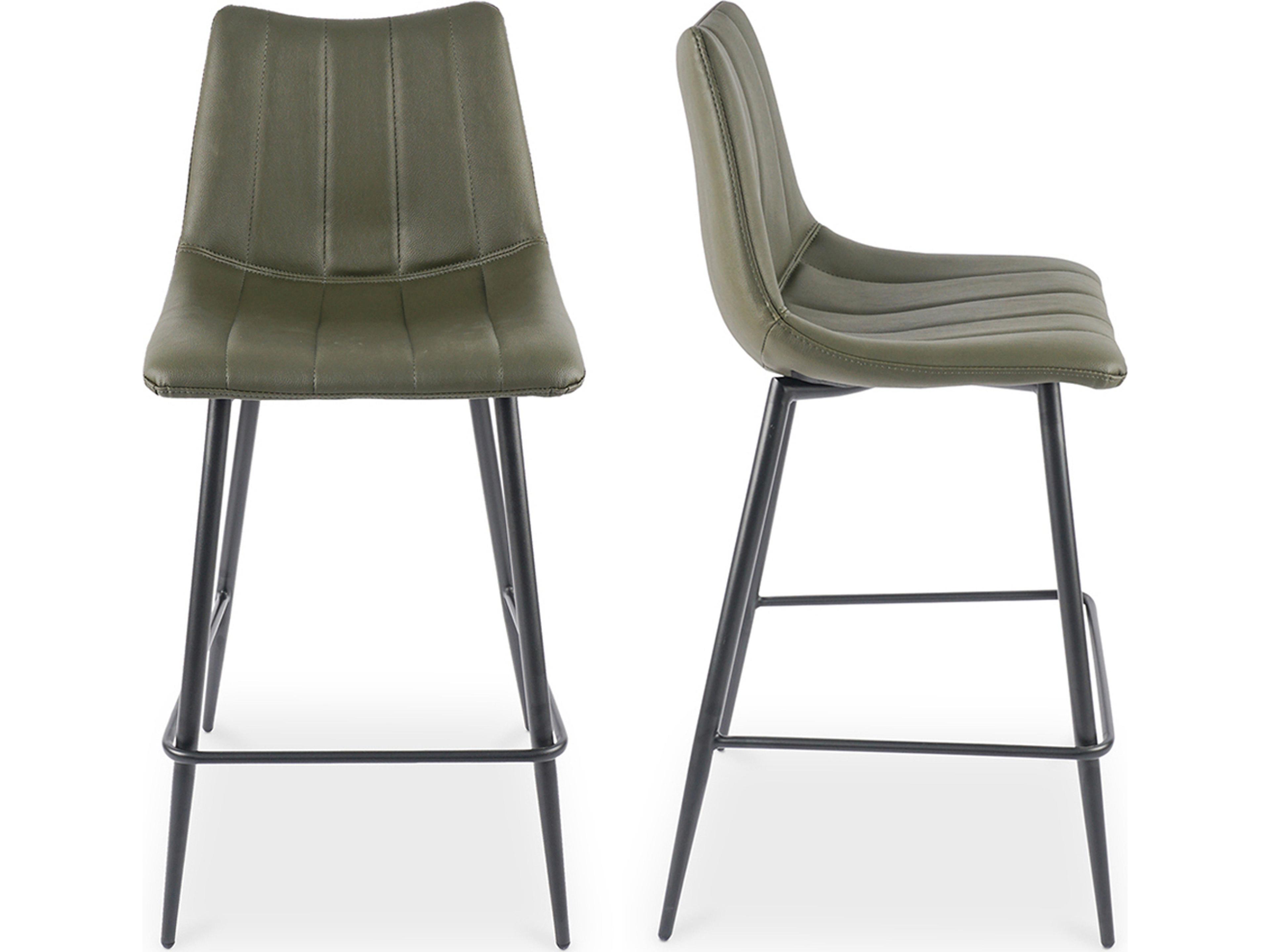 Alibi Leather Dark Grey Counter Stool - Set of Two