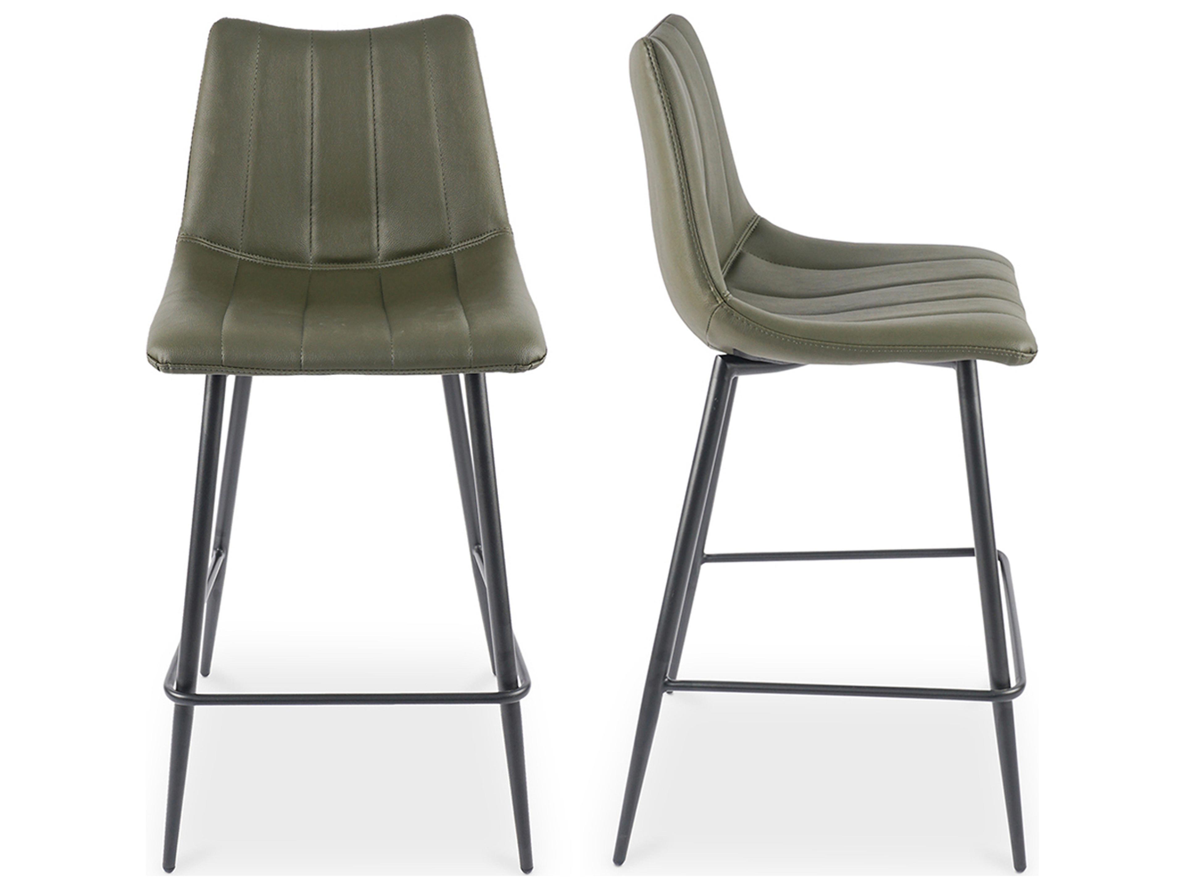 Moe's Home Alibi Leather Dark Grey Counter Stool - Set of Two