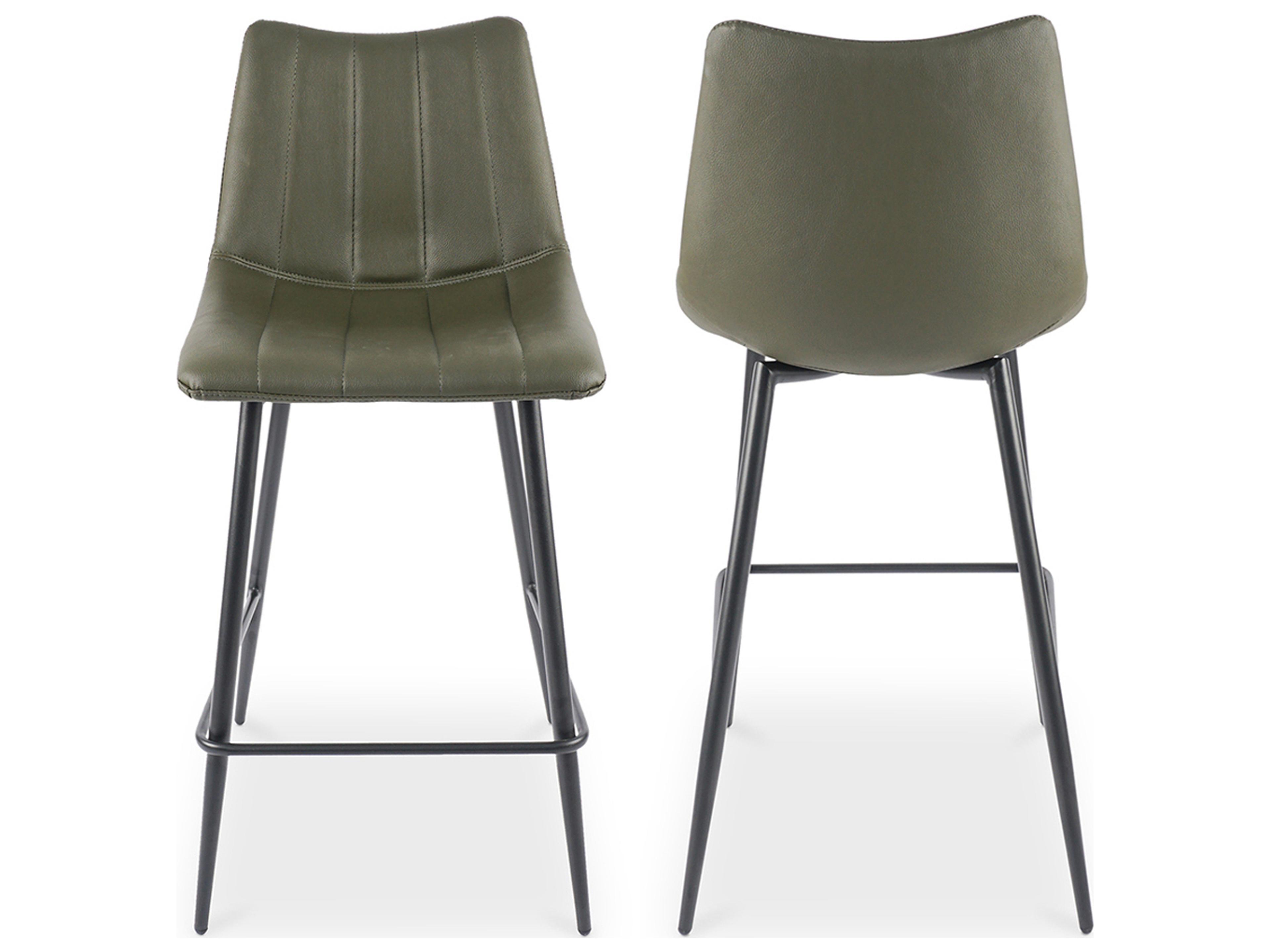 Moe's Home Alibi Leather Dark Grey Counter Stool - Set of Two